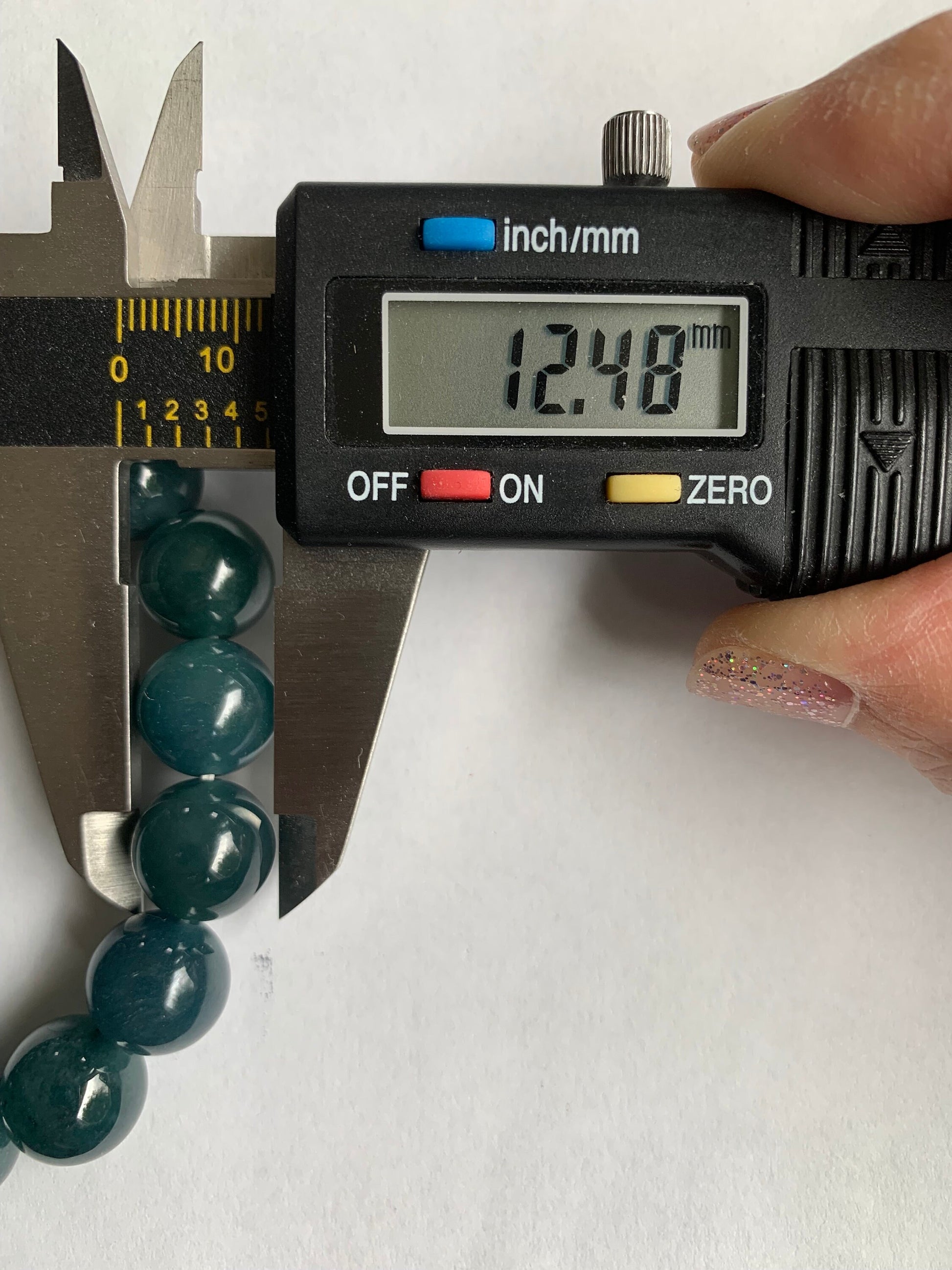 Certified Natural Guatemalan Icy Translucent Deep Blue Jadeite Large Beads Beaded Bracelet 12.3mm 7.25” 52g 天然老种冰危深蓝翡翠大卡圆珠手串 7087