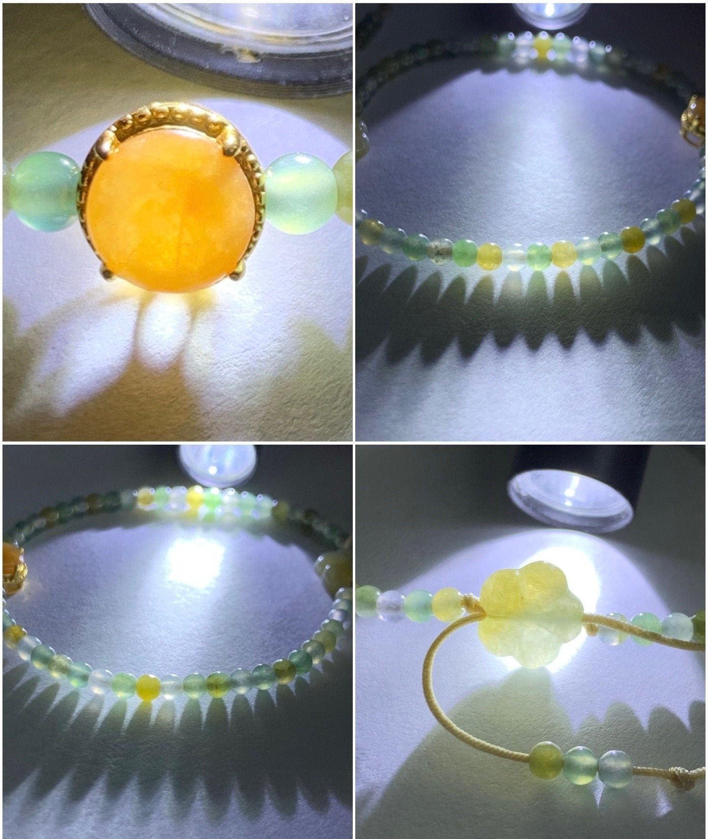 Petite Natural Grade A Icy Highly Translucent Multicolored Jade Jadeite Beads Sterling Silver Charm Beaded Bracelet 7” 5g 天然冰多宝翡翠小珠潘多拉珠手串