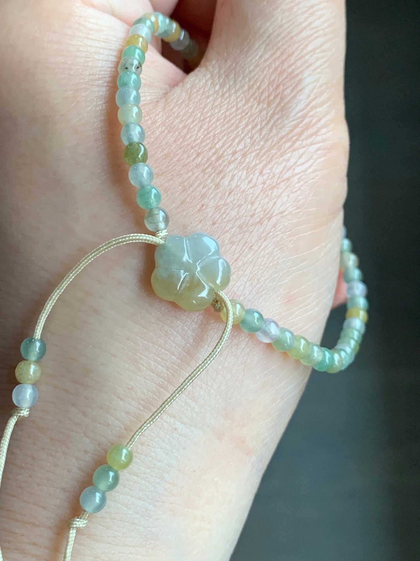 Petite Natural Grade A Icy Highly Translucent Multicolored Jade Jadeite Beads Sterling Silver Charm Beaded Bracelet 7” 5g 天然冰多宝翡翠小珠潘多拉珠手串