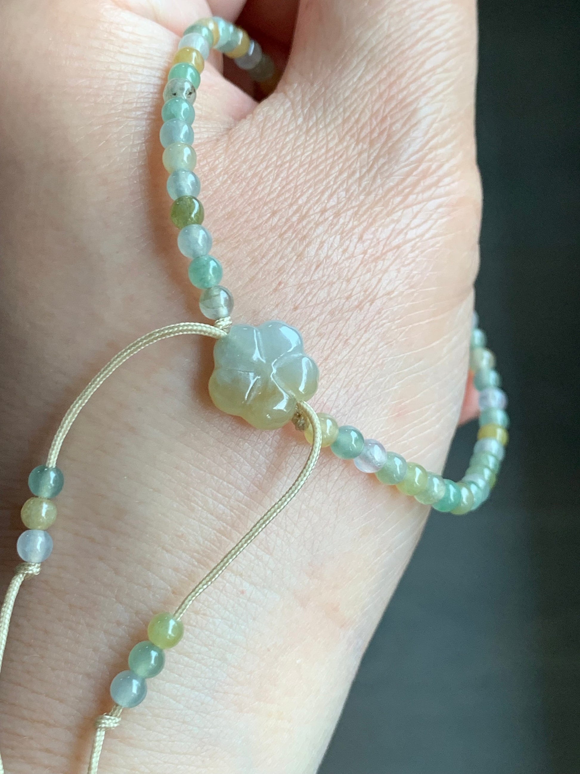 Petite Natural Grade A Icy Highly Translucent Multicolored Jade Jadeite Beads Sterling Silver Charm Beaded Bracelet 7” 5g 天然冰多宝翡翠小珠潘多拉珠手串