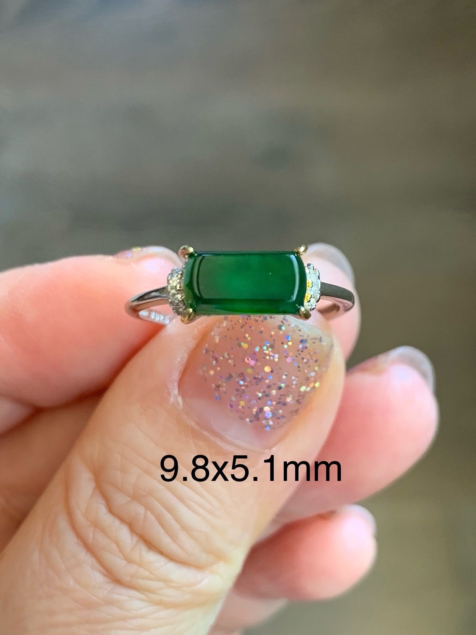 Natural Guatemalan Highly Translucent Icy Green Jadeite Saddle Ring S925 Silver Size Adjustable 天然老种冰绿危地马拉翡翠马鞍银镶戒指 MAX80N