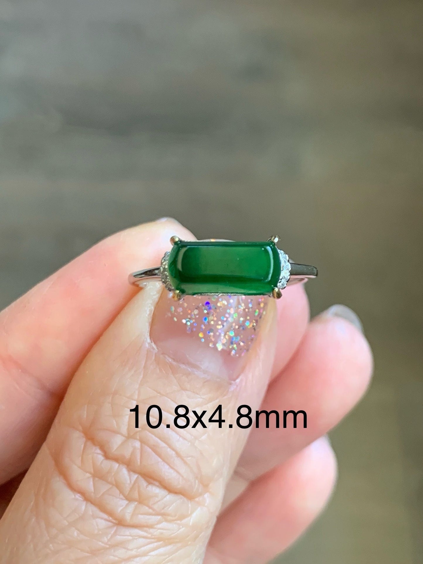 Natural Guatemalan Highly Translucent Icy Green Jadeite Saddle Ring S925 Silver Size Adjustable 天然老种冰绿危地马拉翡翠马鞍银镶戒指 MAX80N