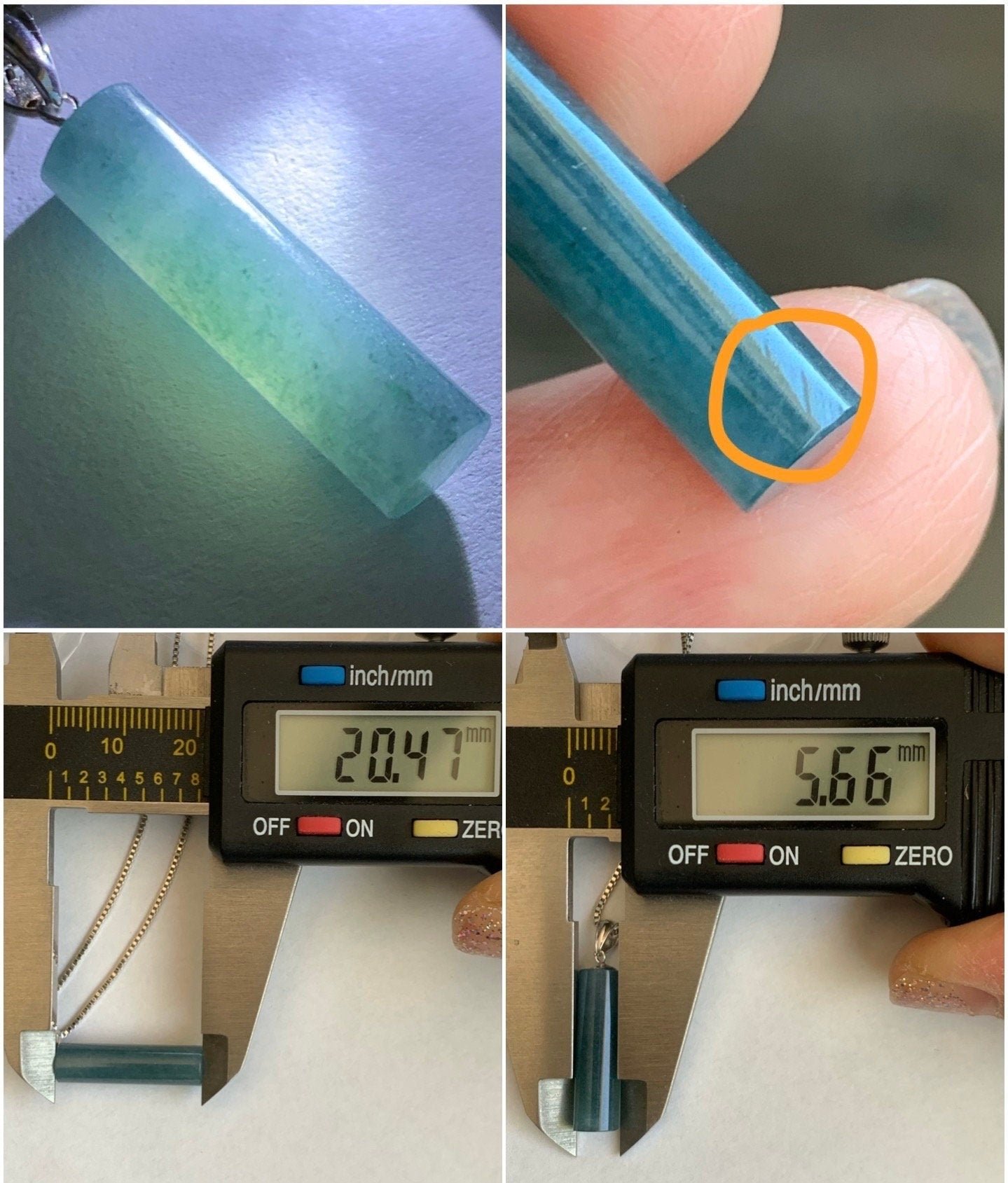 Natural Guatemalan Icy Translucent Dark Blue Jadeite Pillar Cylinder Pendant 18K White Gold 天然冰危深蓝翡翠圆柱镶嵌吊坠 A