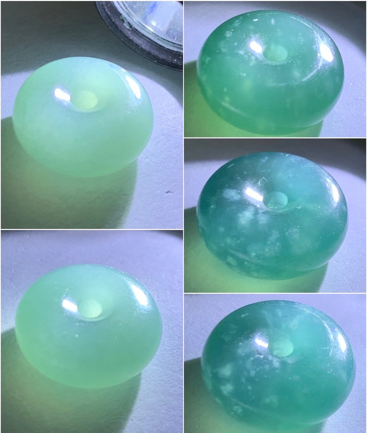 Natural Guatemalan Icy Translucent Teal Blue & Dark Blue Jadeite Thick Ping An Kou Donuts Loose Gem A Lot of 5 天然冰危蓝水翡翠肥扣平安扣