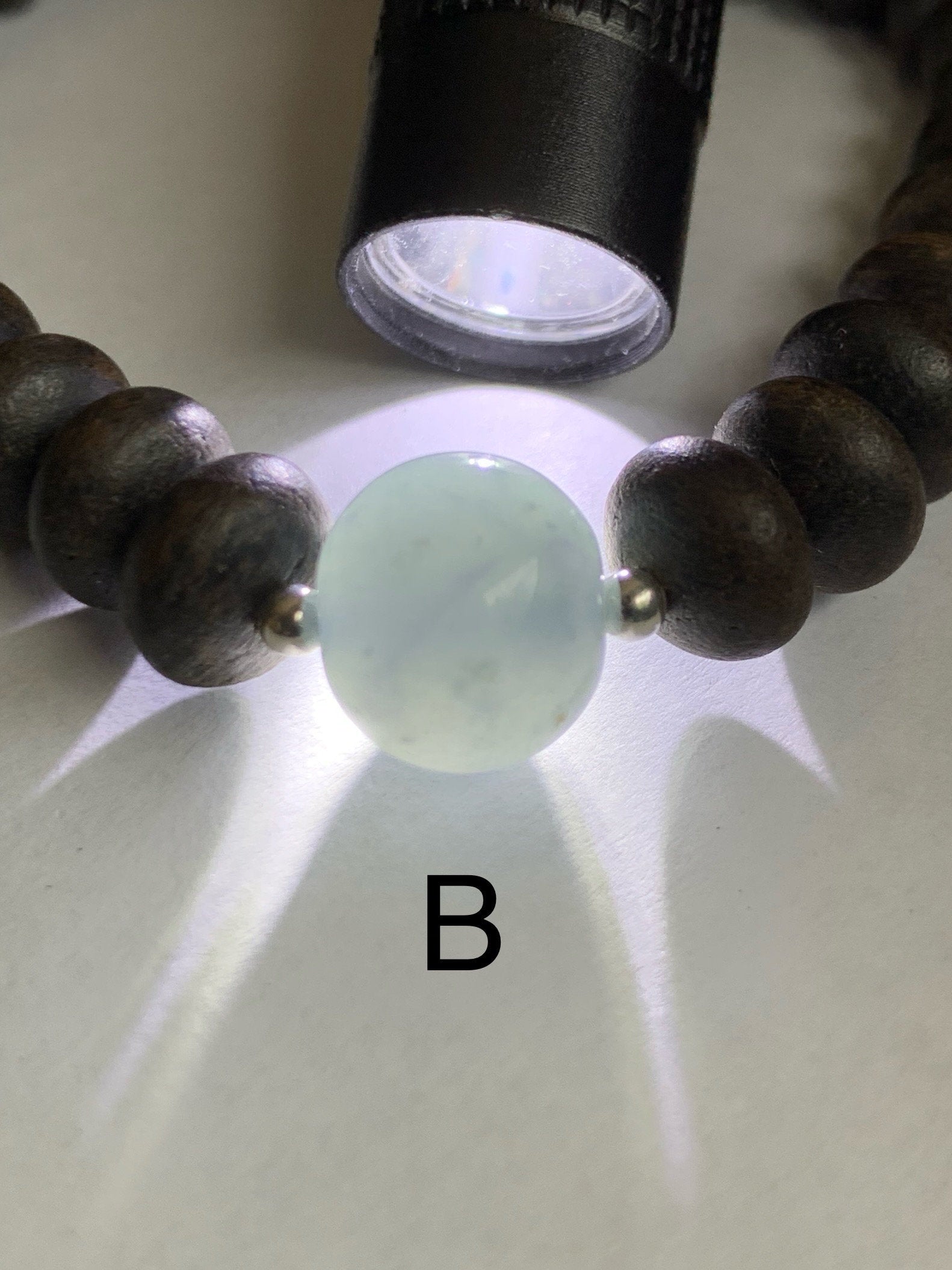 Natural Guatemalan Icy Translucent Gelatinous Dusty Blue Jadeite Apple Bead Agarwood Sterling Silver Beaded Bracelet 7” 天然冰胶危蓝翡翠苹果珠土沉香鼓珠手串
