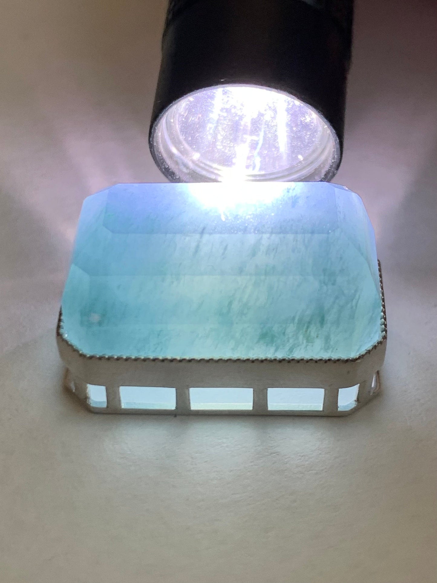 Certified Natural Guatemalan Icy Translucent Large Emerald Cut Blue Jeans Jadeite Bracelet Pendant 2-in-1 Sterling Silver 天然冰危牛仔蓝翡翠切割面镶嵌手牌吊坠