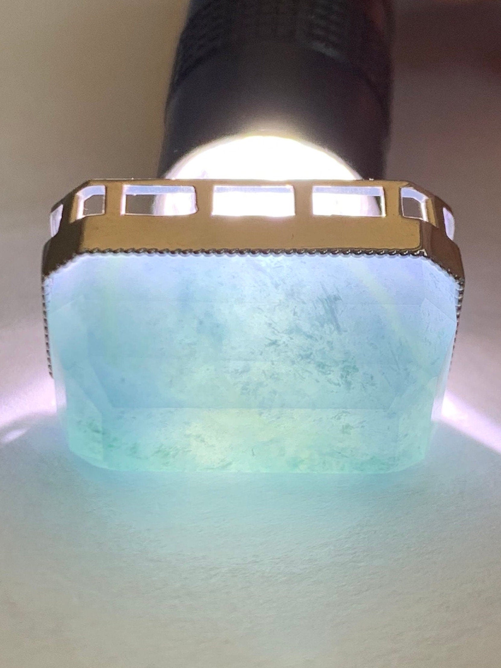 Certified Natural Guatemalan Icy Translucent Large Emerald Cut Blue Jeans Jadeite Bracelet Pendant 2-in-1 Sterling Silver 天然冰危牛仔蓝翡翠切割面镶嵌手牌吊坠