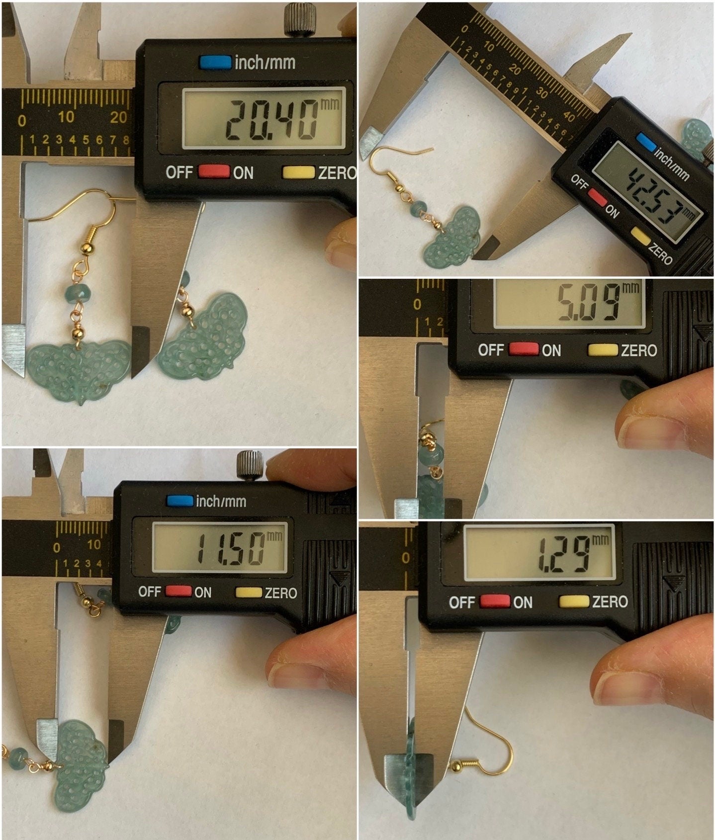Natural Guatemalan Icy Highly Translucent Light Blue Jadeite Openwork Engraved Butterfly Dangle Earrings 14K gold plated 天然冰危蓝翡翠镂空雕蝴蝶包金耳钩