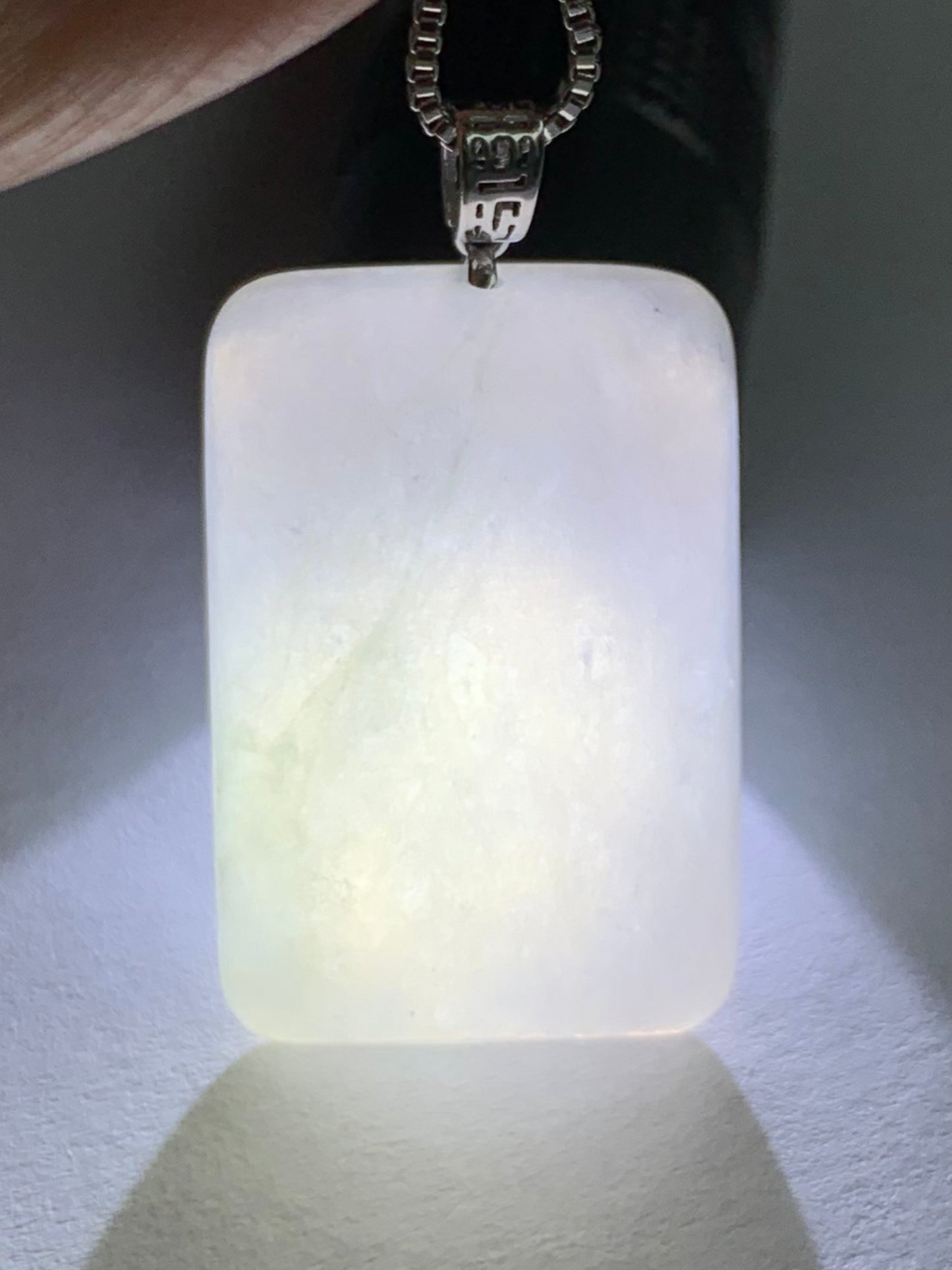 Natural Burmese Icy Translucent Light Lavender Jadeite Rectangle Pendant 18K Yellow Gold 天然缅甸老种冰藕粉翡翠方牌镶嵌吊坠