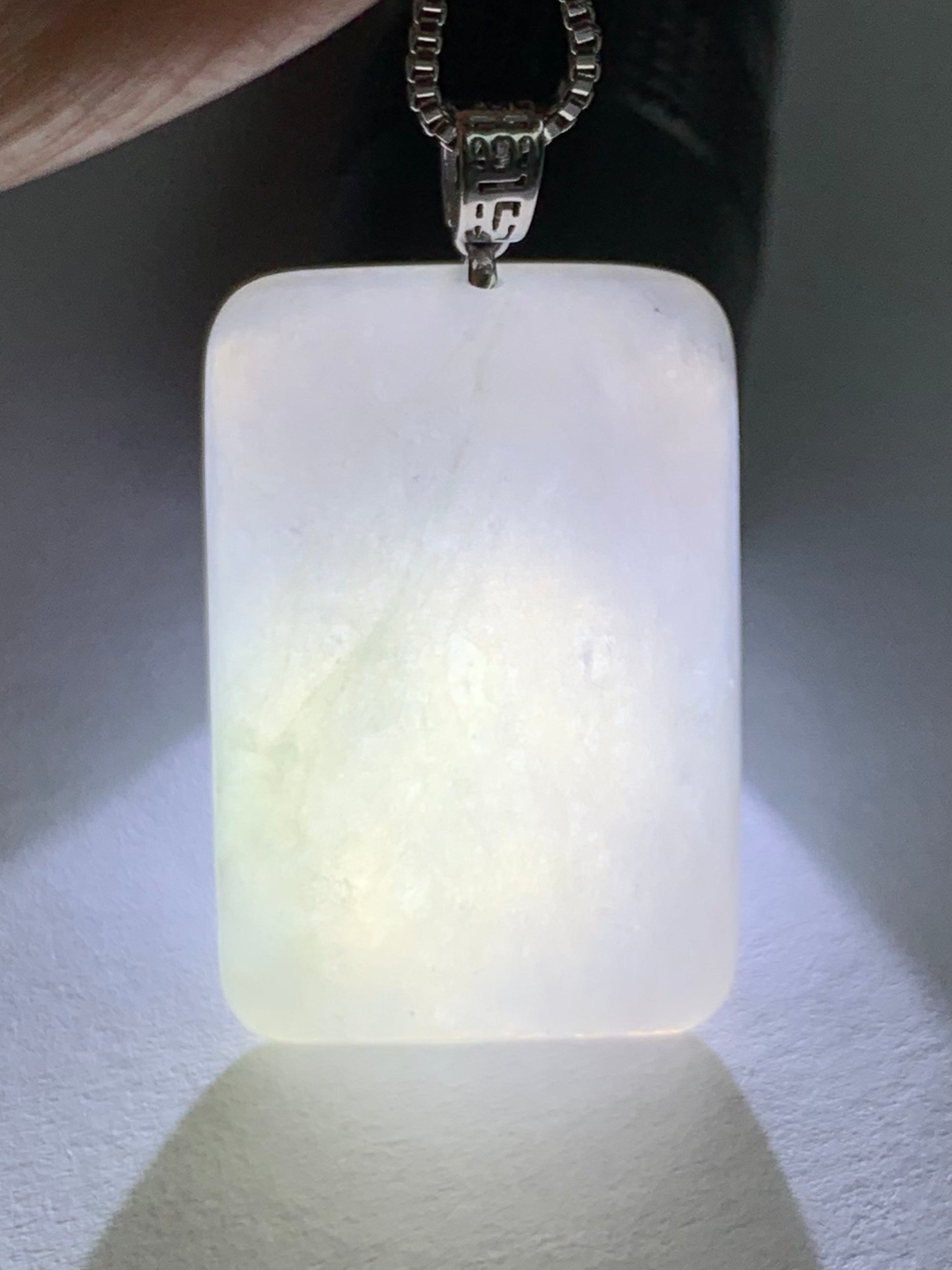 Natural Burmese Icy Translucent Light Lavender Jadeite Rectangle Pendant 18K Yellow Gold 天然缅甸老种冰藕粉翡翠方牌镶嵌吊坠