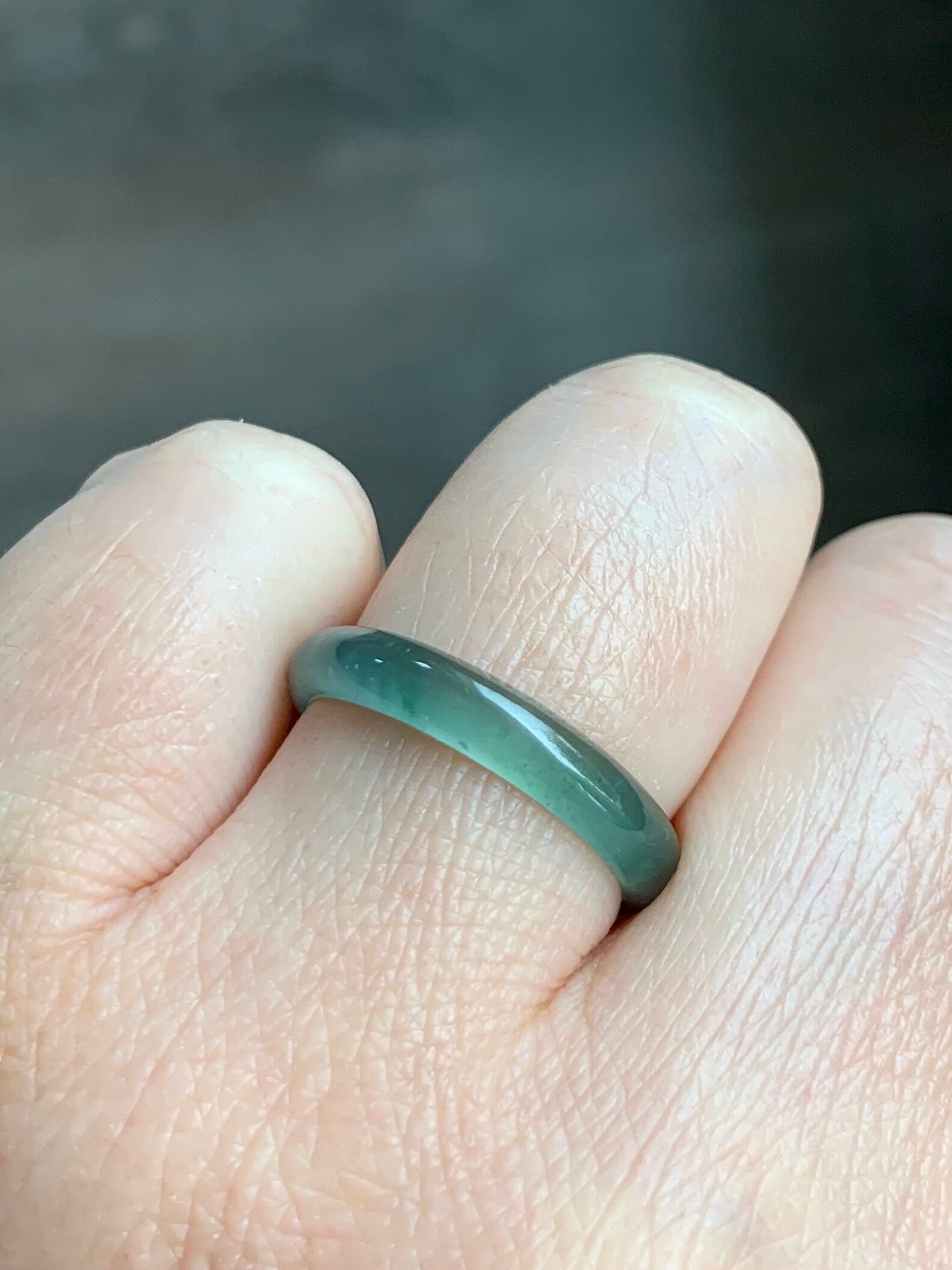 Stunning Natural Guatemalan Icy Highly Translucent Gelatinous Light Teal Green Jadeite Band Ring Size 8 天然冰危淡绿翡翠戒圈 WLJ516B
