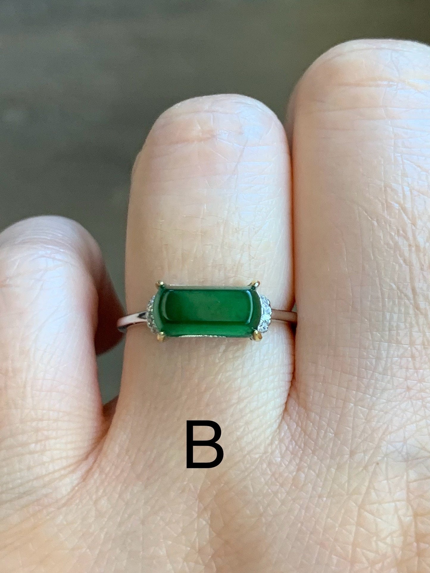 Natural Guatemalan Highly Translucent Icy Green Jadeite Saddle Ring S925 Silver Size Adjustable 天然老种冰绿危地马拉翡翠马鞍银镶戒指 MAX80N