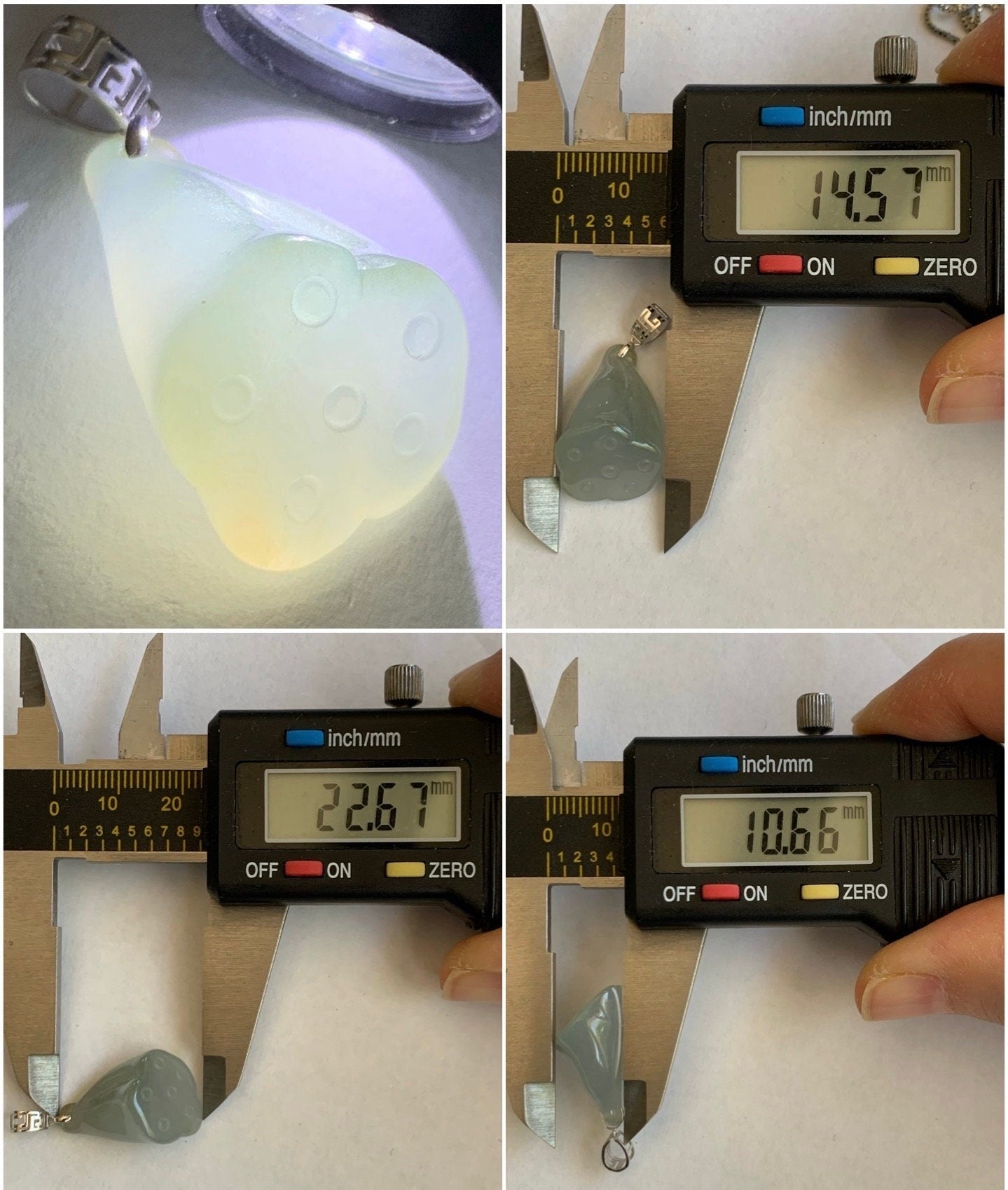 Natural Burmese Icy Translucent Gelatinous Light Green Jadeite Carved Lotus Pod Pendant 18K White Gold 天然缅甸冰晴底翡翠莲蓬镶嵌吊坠