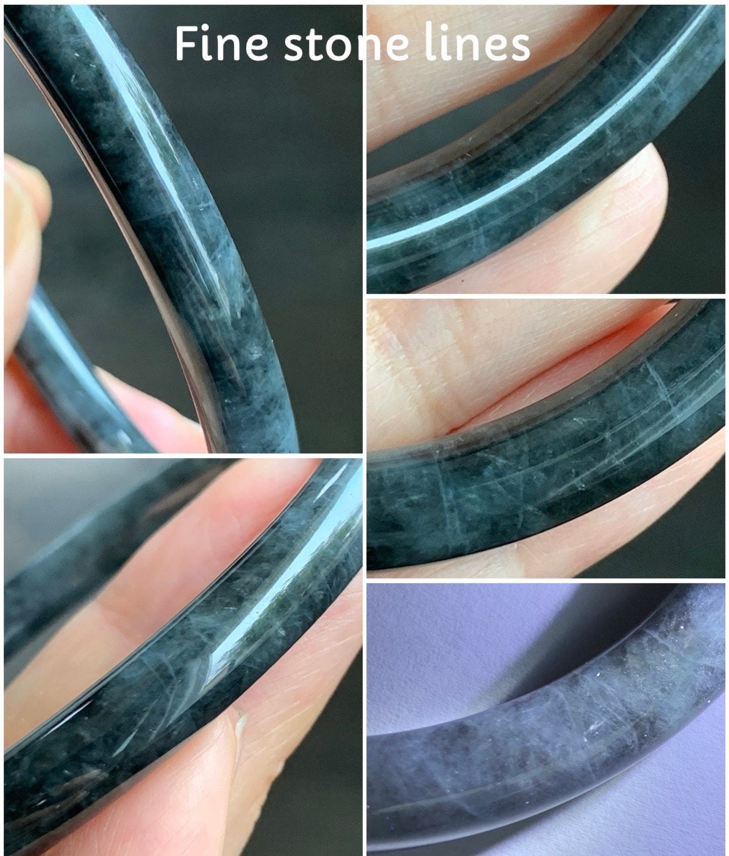 Certified Natural Burmese Icy Translucent Dark Wuji Jadeite Slim Bangle Bracelet 7.5x7.5mm 63mm 7.75” 34.10g 天然缅甸冰乌鸡翡翠圆条手镯 1491