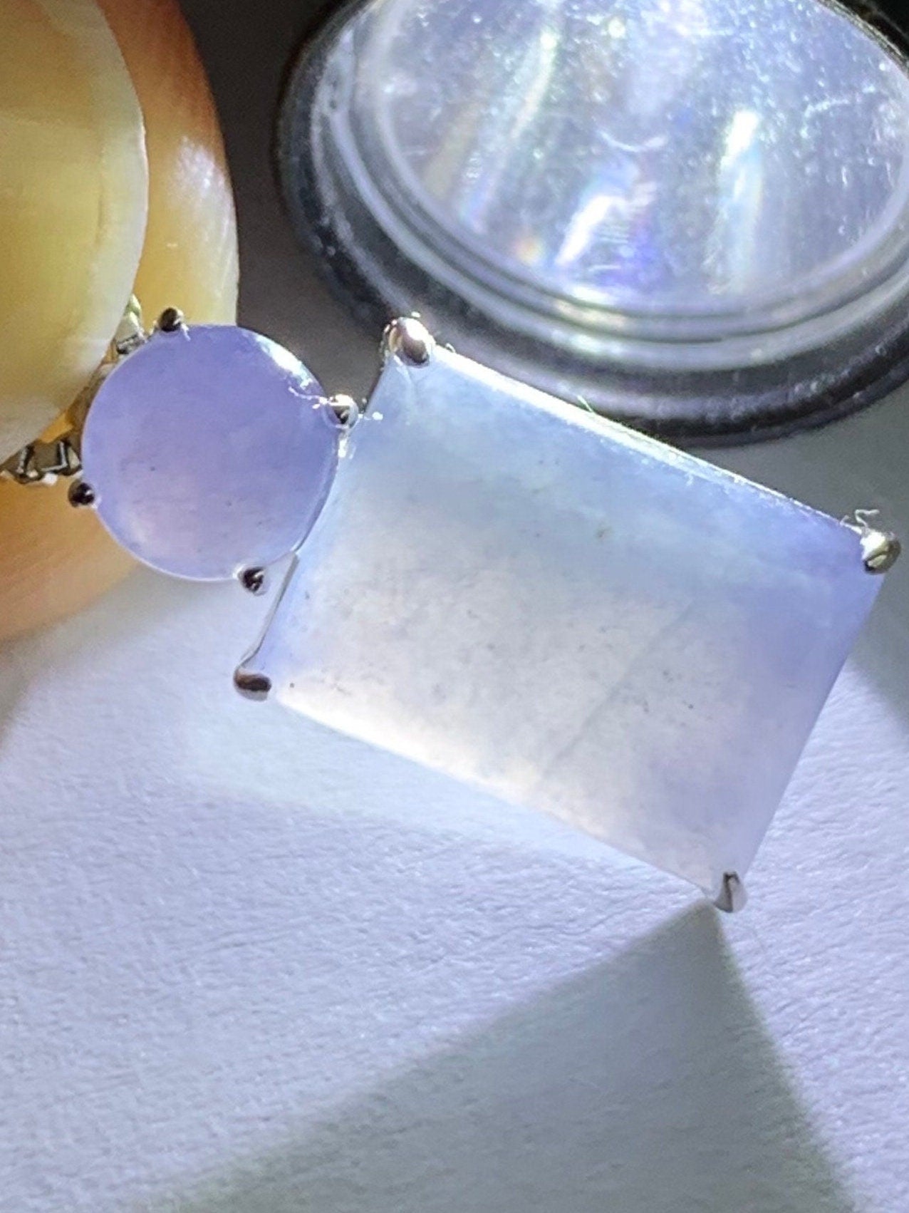 Certified Natural Guatemalan Icy Translucent Purplish Blueberry Blue Jadeite Petite Pendant 18K White Gold 1.37g 天然冰危蓝紫翡翠蛋面镶嵌吊坠 1447