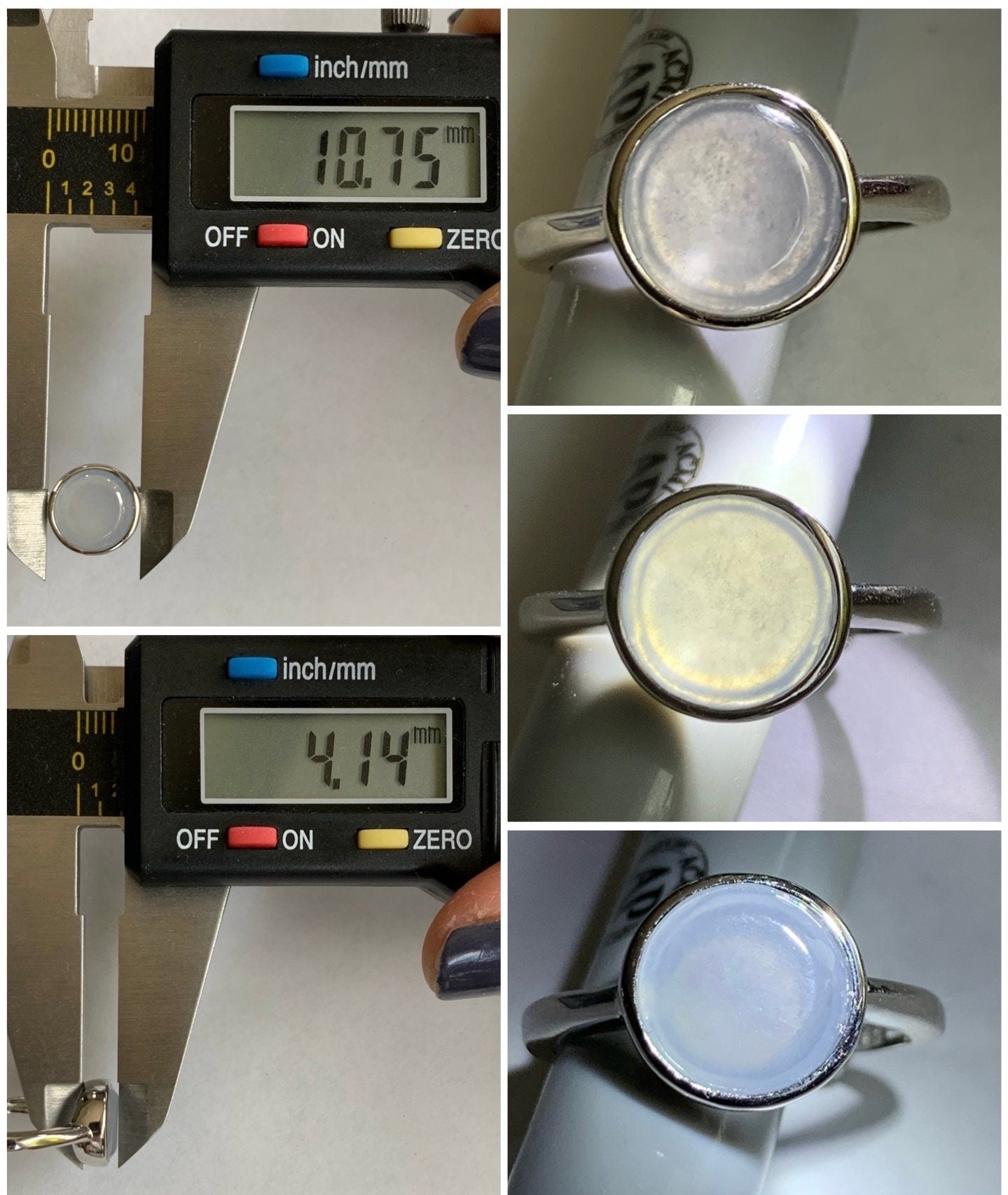 Natural Burmese Icy Translucent White Jadeite w/ Lavender Undertone Solitaire Ring Sterling Silver Size 7 Adjustable 天然缅甸白冰紫底翡翠银镶戒指 MWS70