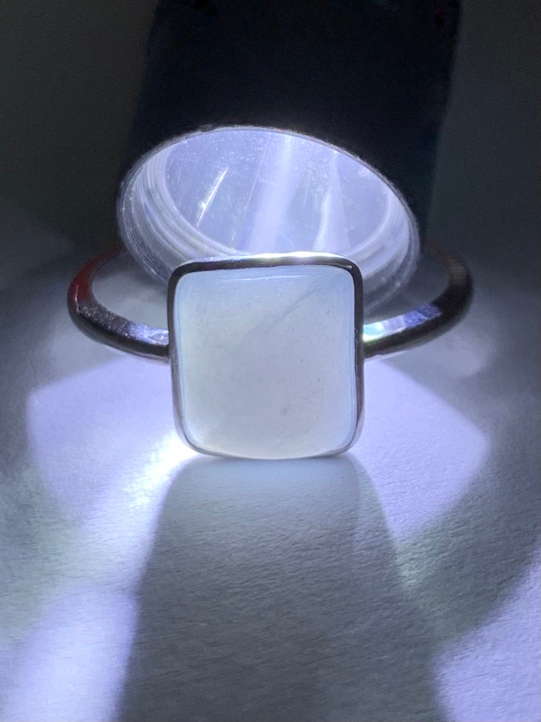 Certified Guatemalan Icy Translucent Dusty Purplish Blue Jadeite Cushion Cabochon Solitaire Ring 18K White Gold Sz 7.25 2.44g 天然危料淡蓝紫翡翠镶嵌戒指