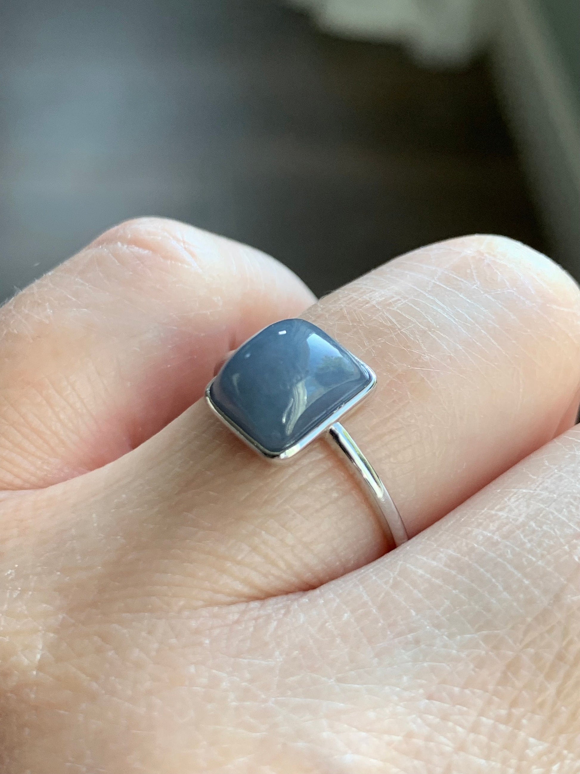 Certified Guatemalan Icy Translucent Dusty Purplish Blue Jadeite Cushion Cabochon Solitaire Ring 18K White Gold Sz 7.25 2.44g 天然危料淡蓝紫翡翠镶嵌戒指