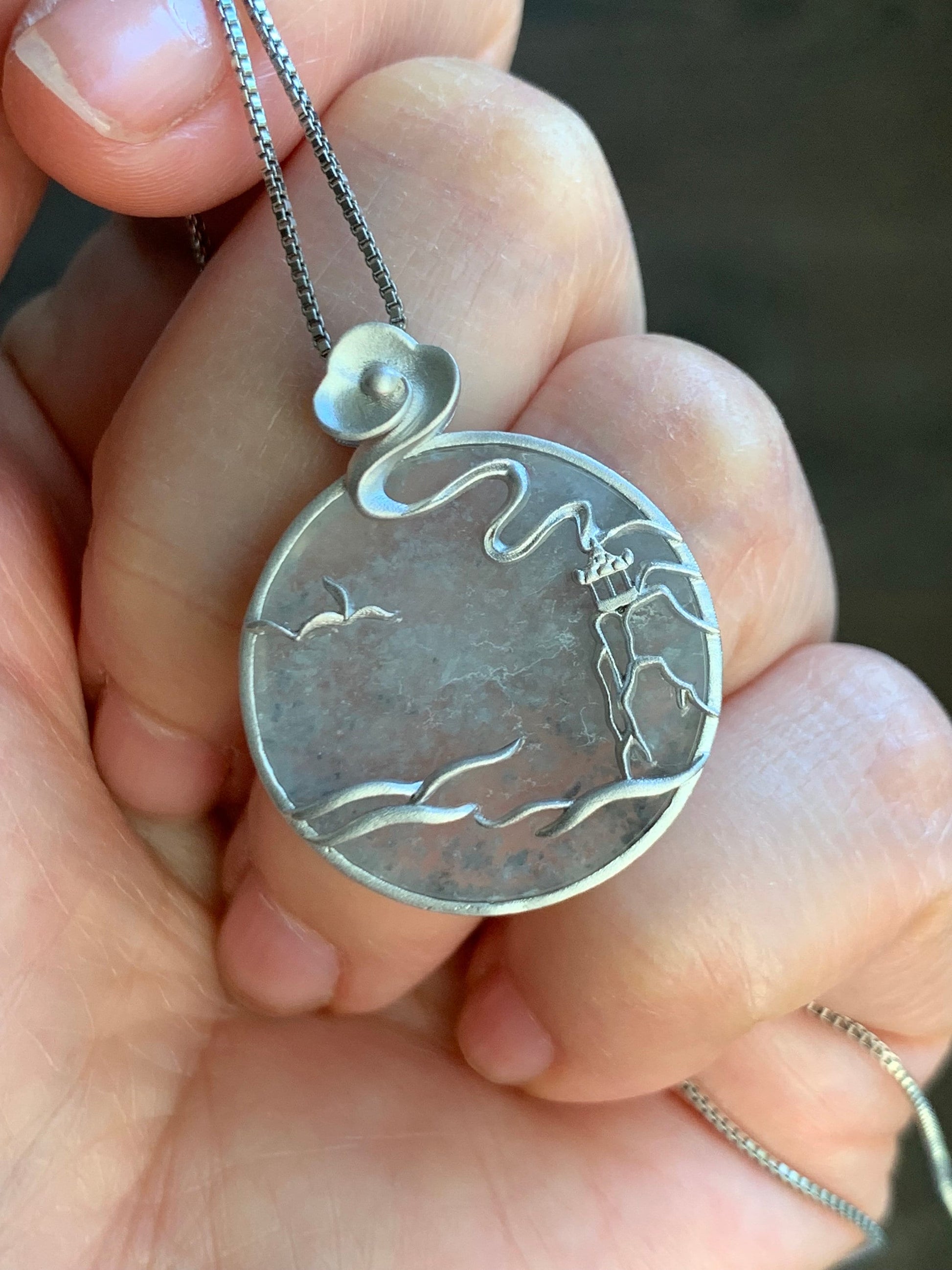 Certified Natural Burmese Moxisha Icy Highly Translucent Wuji Jadeite Round Pendant Wu Shi Pai Sterling Silver 天然缅甸莫西沙冰乌鸡翡翠无事牌镶嵌吊坠 1657