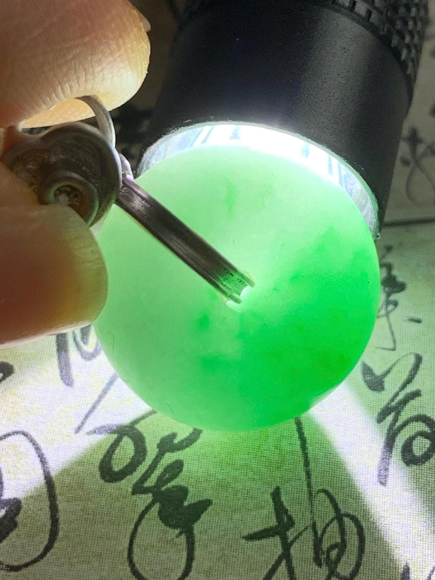 Certified Natural Burmese Translucent Green Marbled Jadeite Thick Ping An Kou Donut Pendant Custom Sterling Silver Bail 天然缅甸飘花翡翠肥扣平安扣吊坠 1669