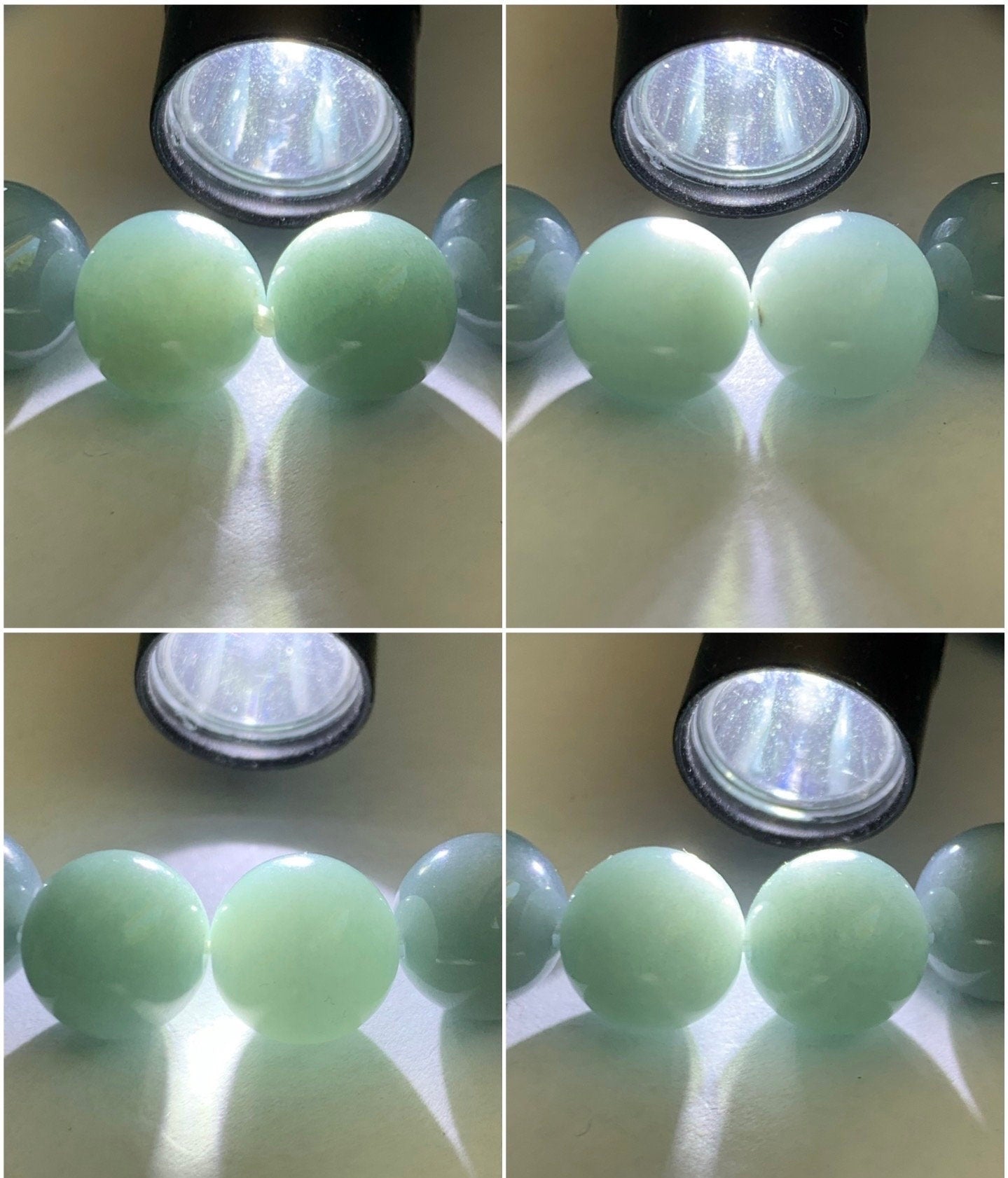 LARGE Natural Guatemalan Icy Translucent Light Dusty Blue Jadeite Beaded Bracelet Stretchy 10.5mm 7.25” 37g 天然糯冰危淡蓝翡翠大卡圆珠手串 DWL125