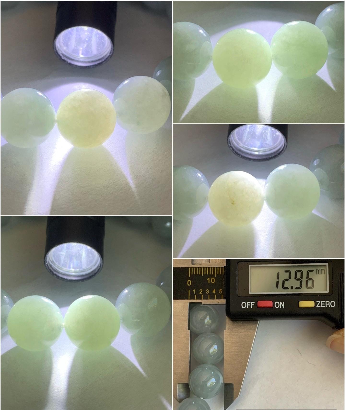 Natural Burmese Icy Translucent Large Light Dusty Blue Jadeite Mala Beaded Bracelet Stretchy 12.9mm 8” 64g 天然缅甸糯冰淡蓝翡翠手串 DMHL524