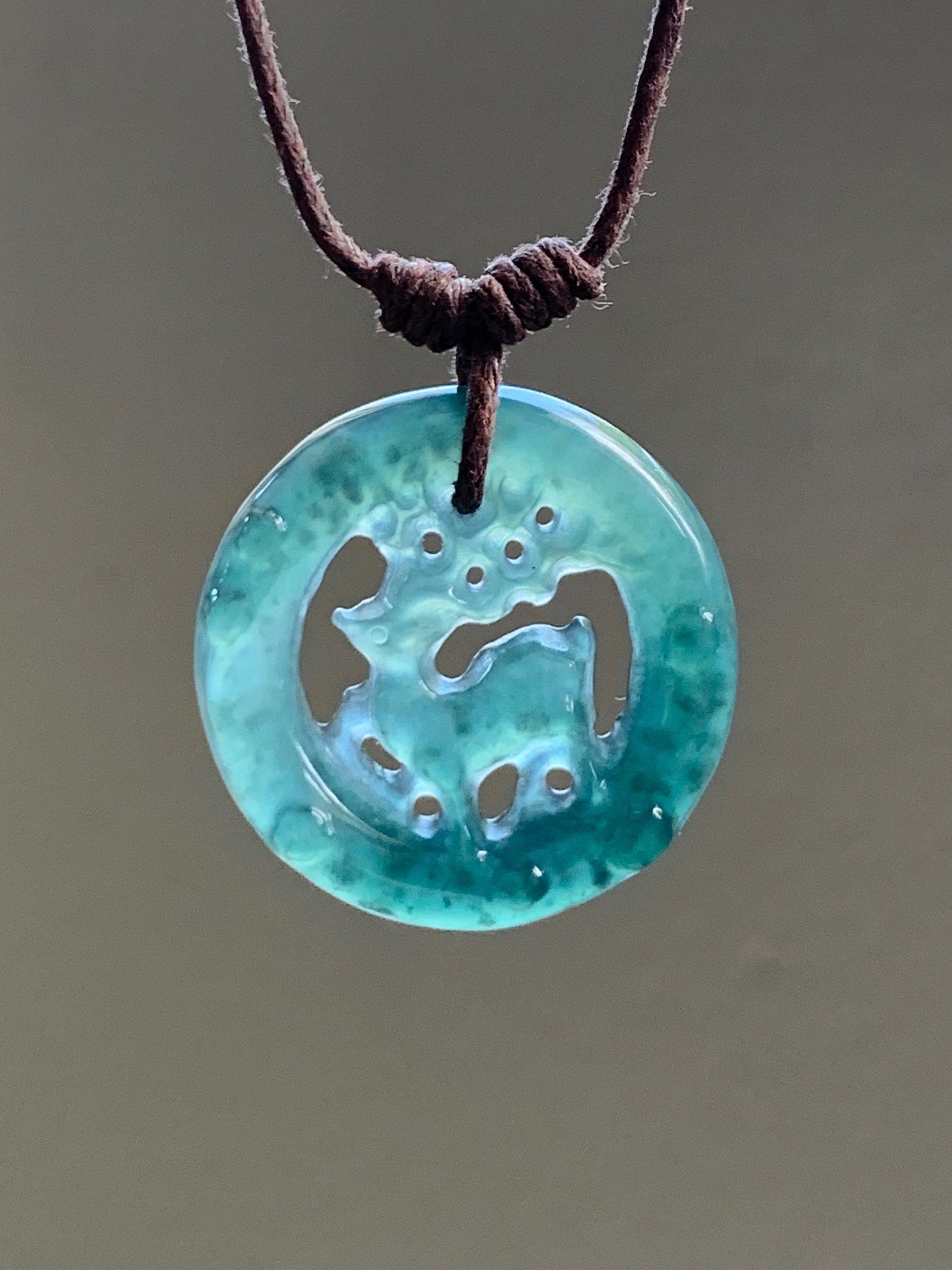 Natural Guatemalan Icy Highly Translucent Dark Teal Blue Jadeite Engraved Deer Pendant Rope Necklace Adjustable 25” 5g 天然危深蓝水飘花翡翠梅花鹿吊坠