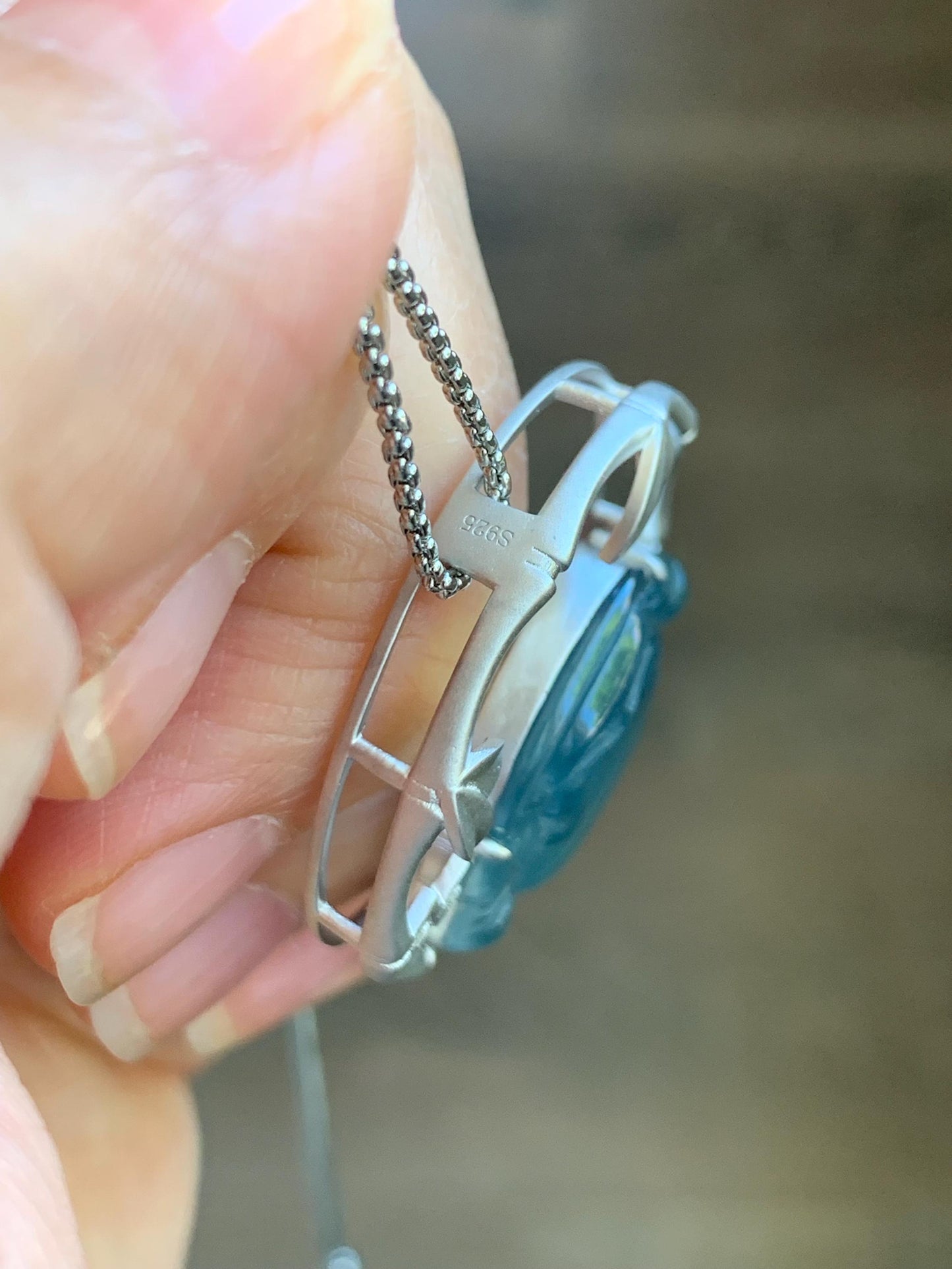 Certified Natural Guatemalan Premium Icy Highly Translucent Dusty Blue Jadeite Buddha Pendant Sterling Silver 9.44g 天然老种高冰危蓝翡翠起冰起光佛公镶嵌吊坠 617
