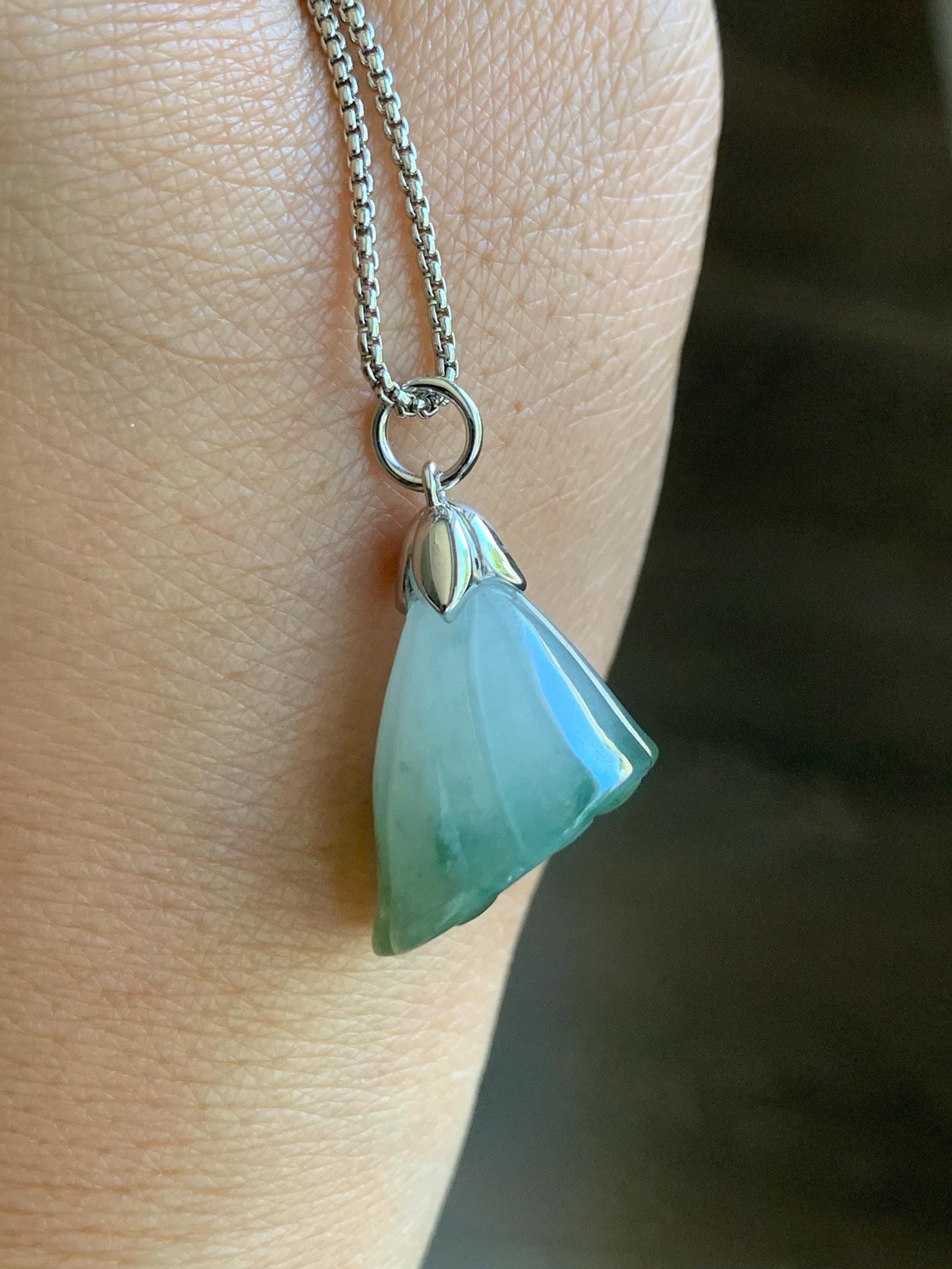 Certified Natural Burmese Icy Translucent Gelatinous Light Green Marbled Jadeite Lotus Pod Pendant 18K White Gold 天然缅甸冰胶晴底飘花翡翠莲蓬镶嵌吊坠 8615