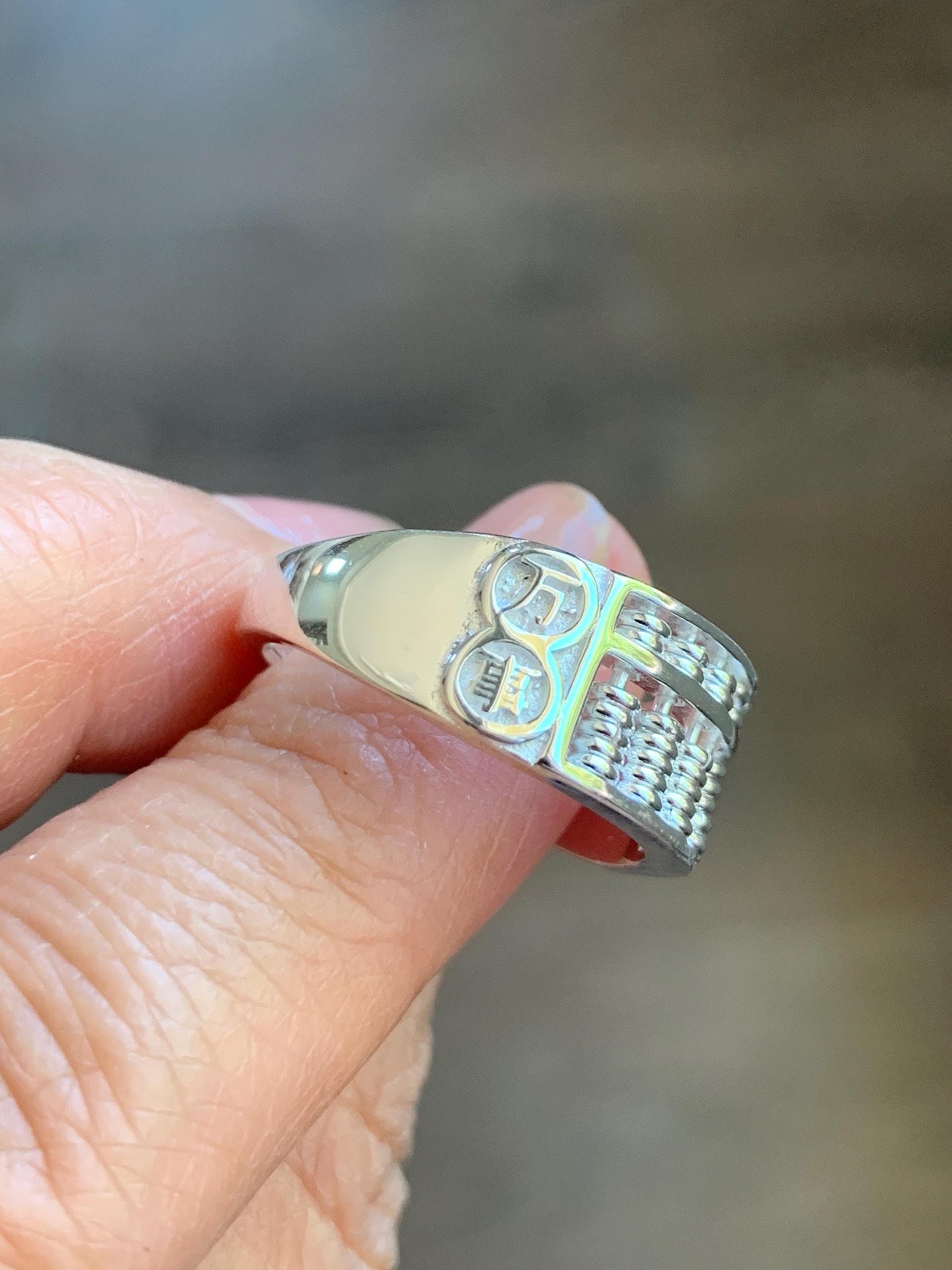 Solid 999 Sterling Silver Abacus Ring Size 8 Adjustable 6 grams 999足银如意算盘戒指