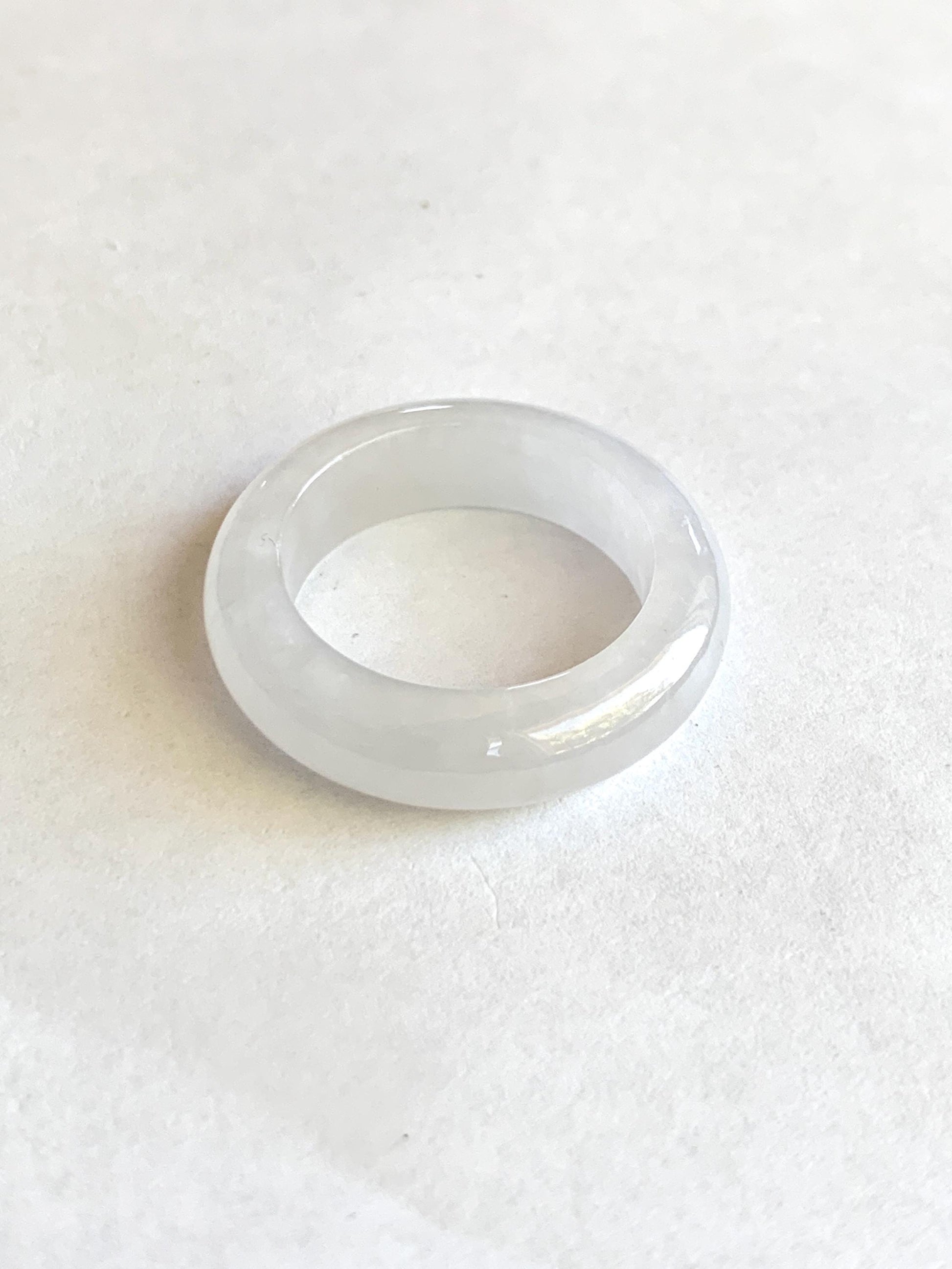 Natural Burmese Icy Translucent White Jadeite Band Ring Size 8 US 5g 天然缅甸白冰翡翠戒圈 DBJ619B