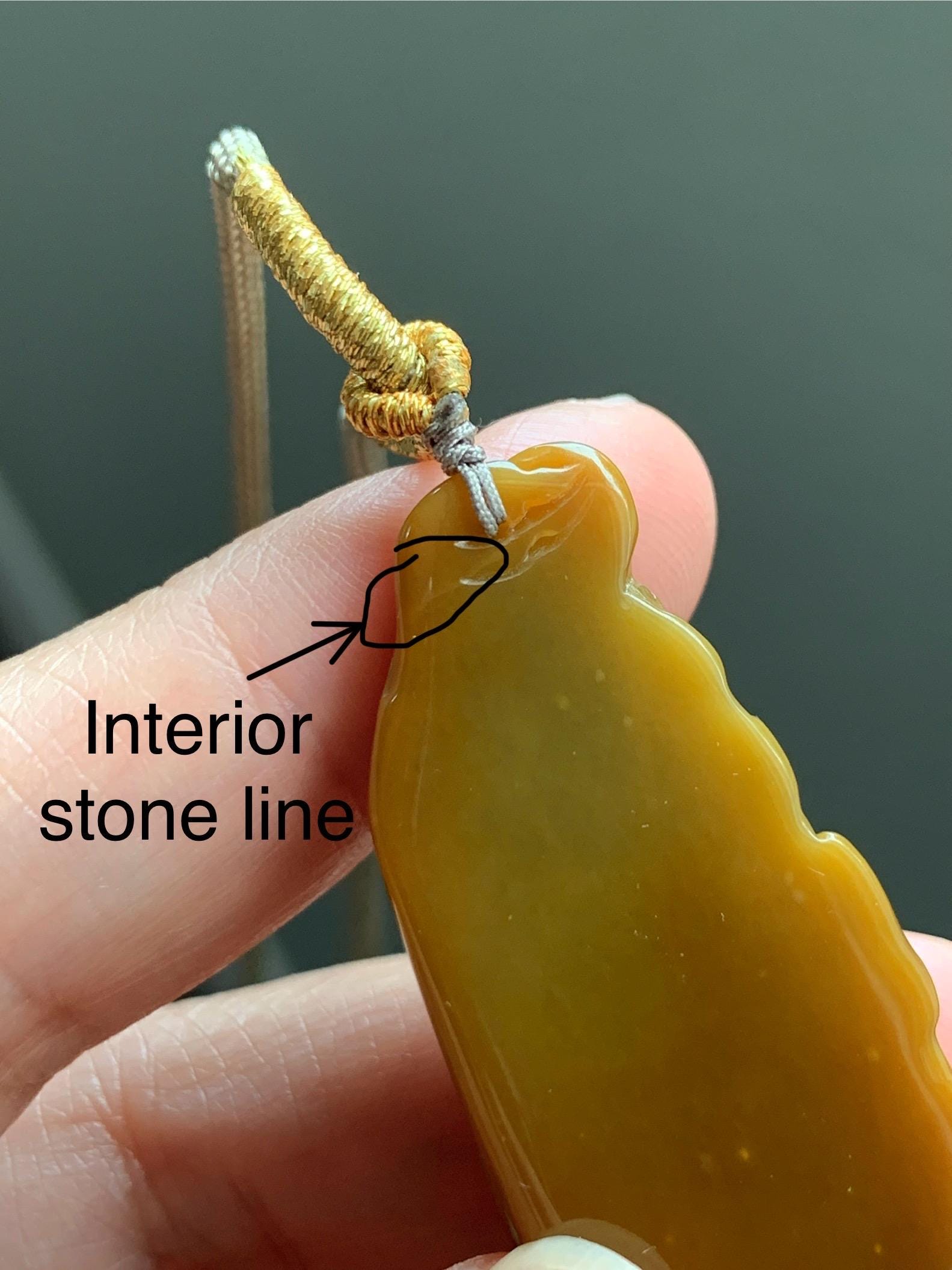 Certified Natural Guatemalan Icy Translucent Intense Rich Yellow Jadeite Shan Shui Landscape Pendant Rope Necklace 32” 天然冰危鸡油黄翡翠山水牌吊坠 6917