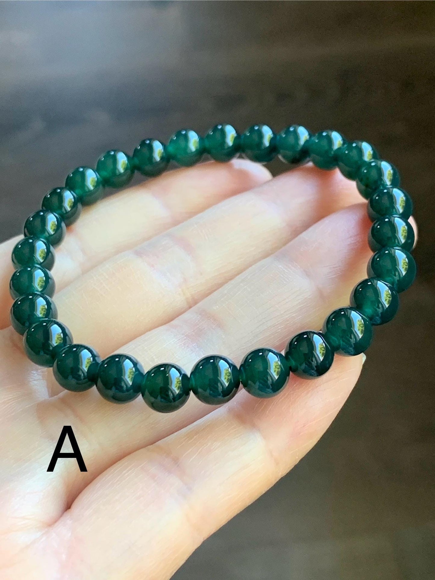Natural Guatemalan Icy Translucent Gelatinous Dark Teal Green or Teal Blue Jadeite Beaded Bracelet 6.9mm 7” 15g 天然老种冰胶危湖水蓝绿翡翠手串 KQW517