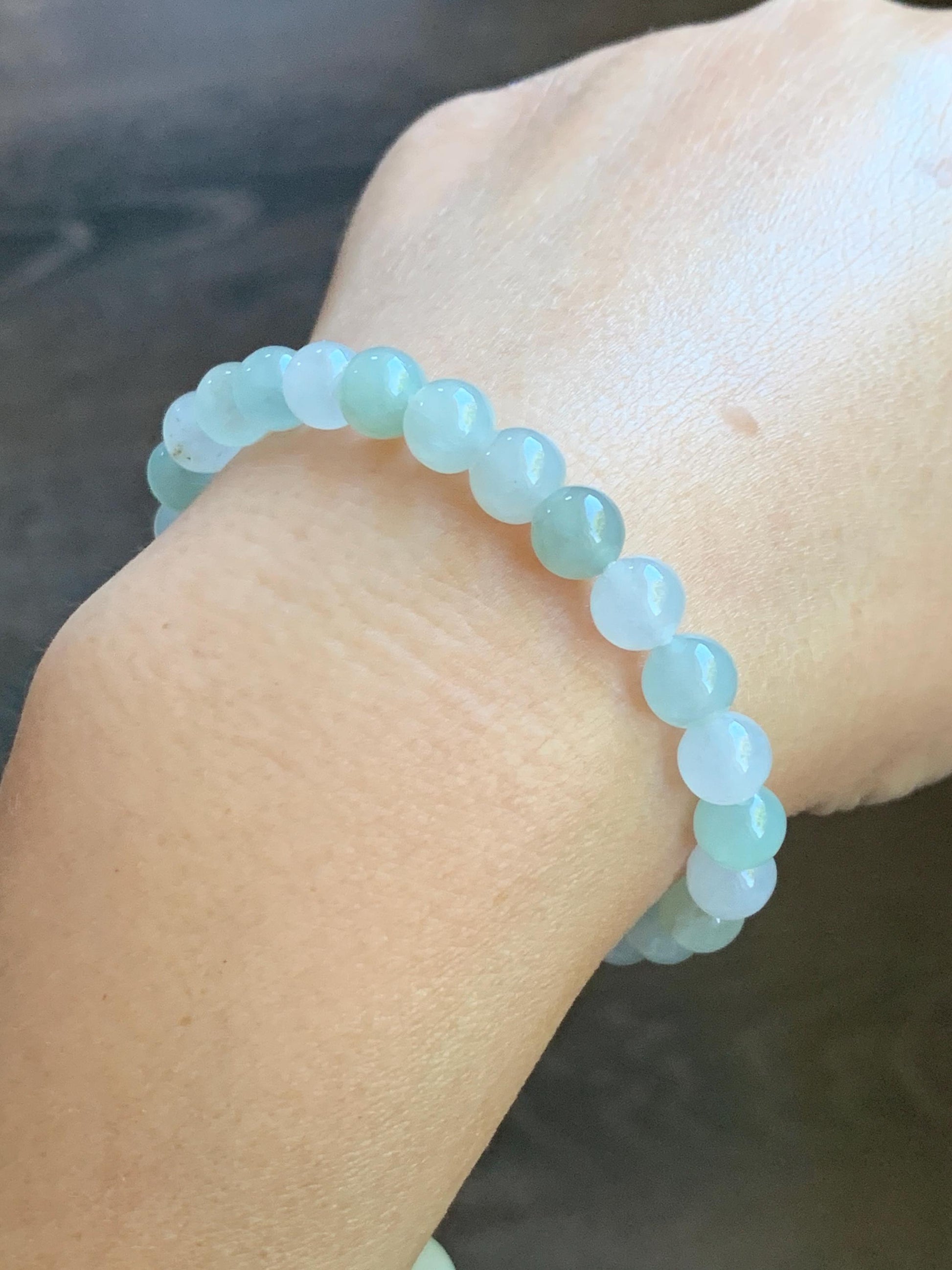 Natural Burmese Icy Highly Translucent Gelatinous Multicolored Macaron Jadeite Beaded Bracelet 6.8mm 6.75” 14g 天然缅甸冰胶多宝马卡龙色翡翠圆珠手串 DDBM425