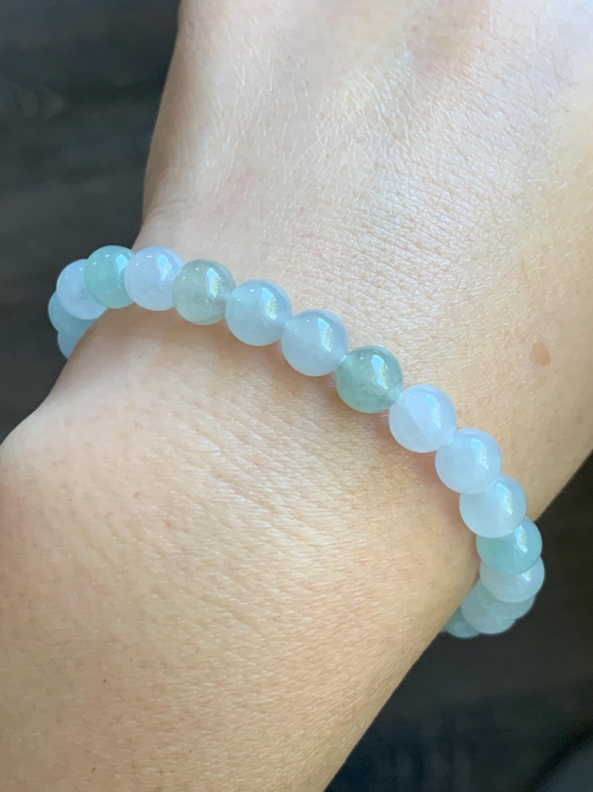 Natural Burmese Icy Highly Translucent Gelatinous Multicolored Macaron Jadeite Beaded Bracelet 6.8mm 6.75” 14g 天然缅甸冰胶多宝马卡龙色翡翠圆珠手串 DDBM425