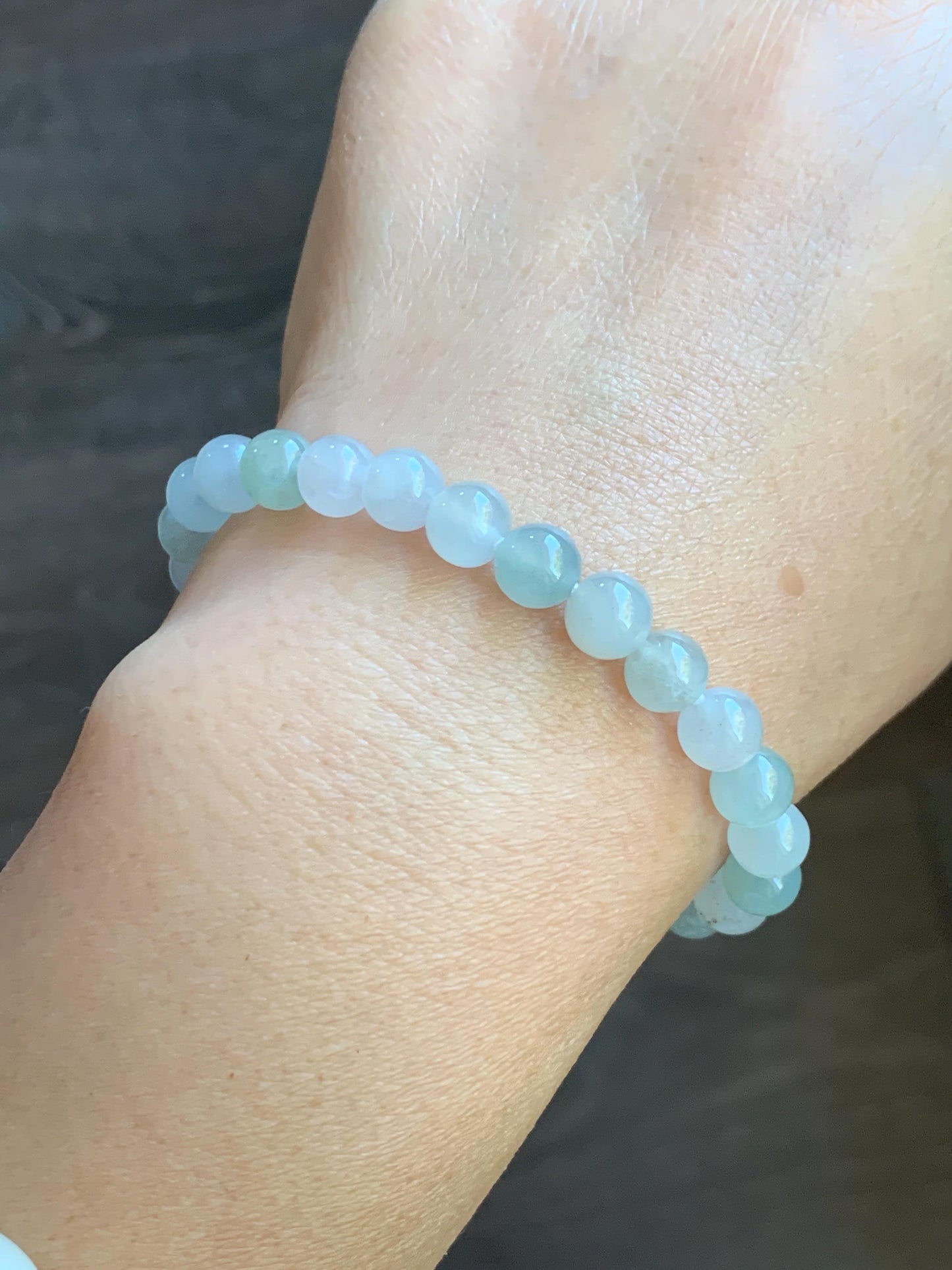 Natural Burmese Icy Highly Translucent Gelatinous Multicolored Macaron Jadeite Beaded Bracelet 6.8mm 6.75” 14g 天然缅甸冰胶多宝马卡龙色翡翠圆珠手串 DDBM425