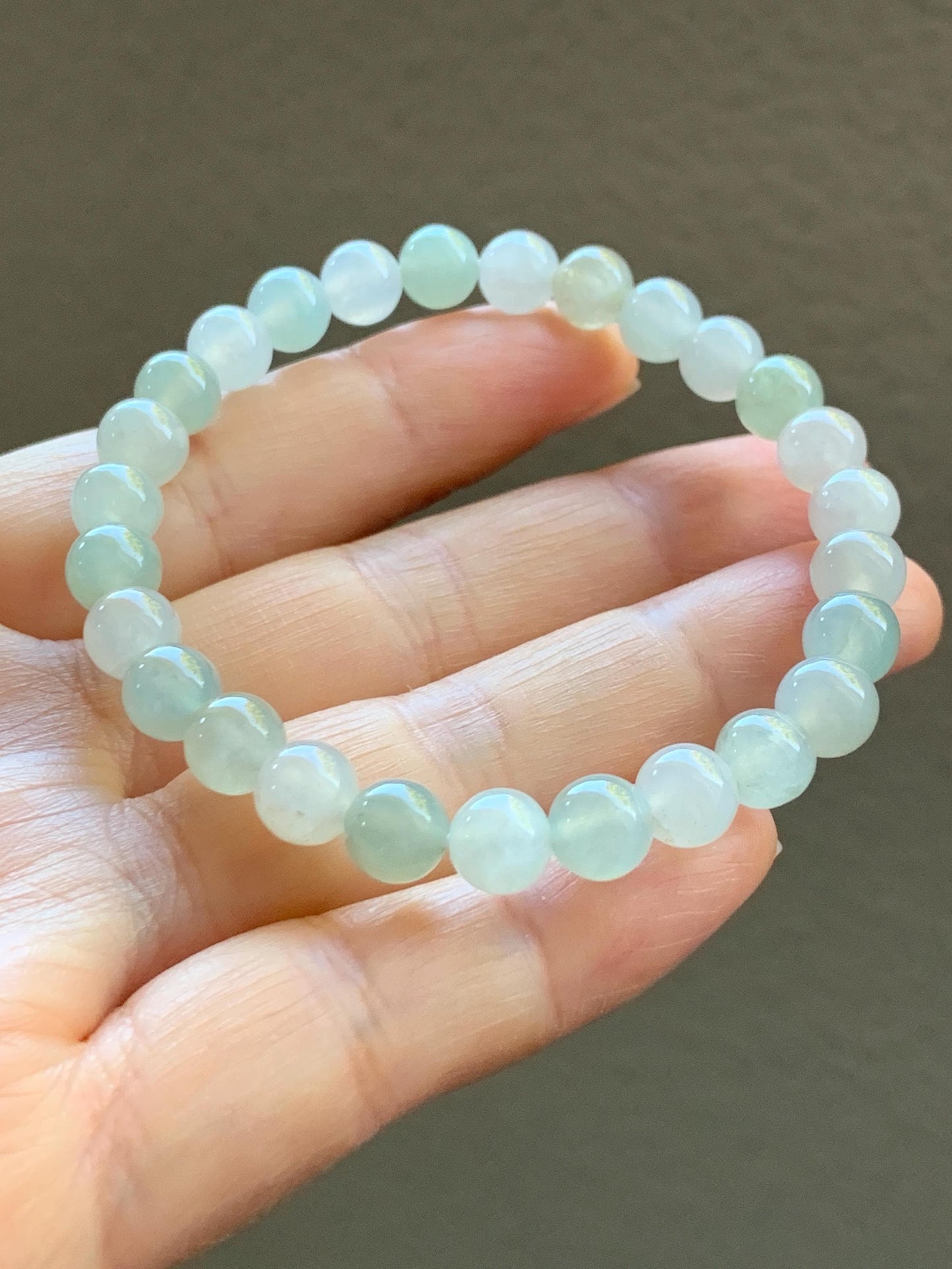 Natural Burmese Icy Highly Translucent Gelatinous Multicolored Macaron Jadeite Beaded Bracelet 6.8mm 6.75” 14g 天然缅甸冰胶多宝马卡龙色翡翠圆珠手串 DDBM425