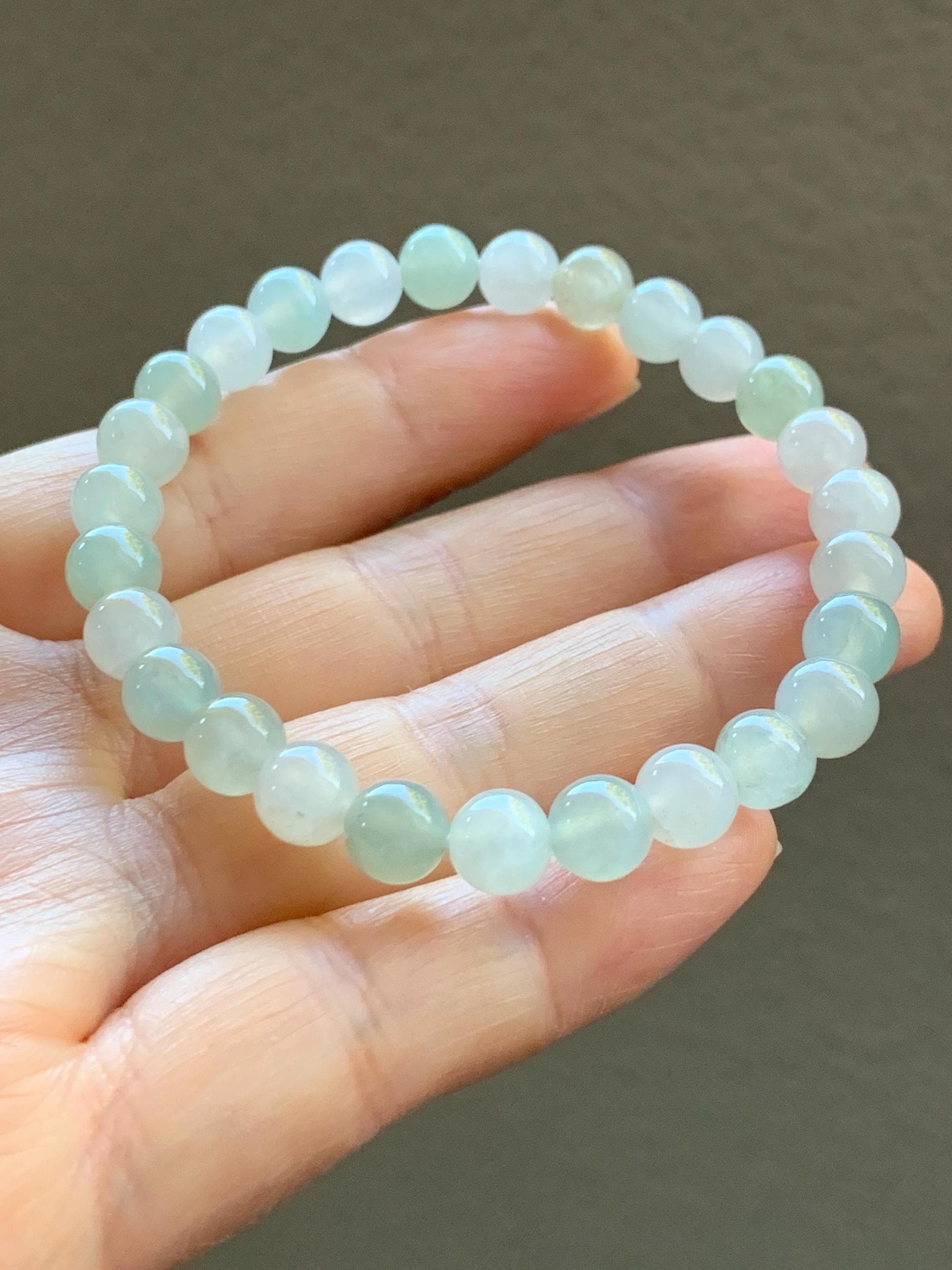 Natural Burmese Icy Highly Translucent Gelatinous Multicolored Macaron Jadeite Beaded Bracelet 6.8mm 6.75” 14g 天然缅甸冰胶多宝马卡龙色翡翠圆珠手串 DDBM425