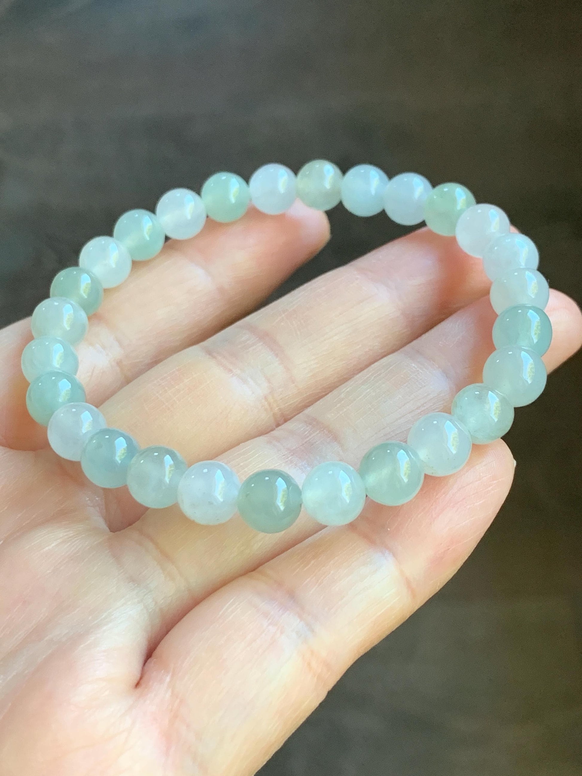 Natural Burmese Icy Highly Translucent Gelatinous Multicolored Macaron Jadeite Beaded Bracelet 6.8mm 6.75” 14g 天然缅甸冰胶多宝马卡龙色翡翠圆珠手串 DDBM425
