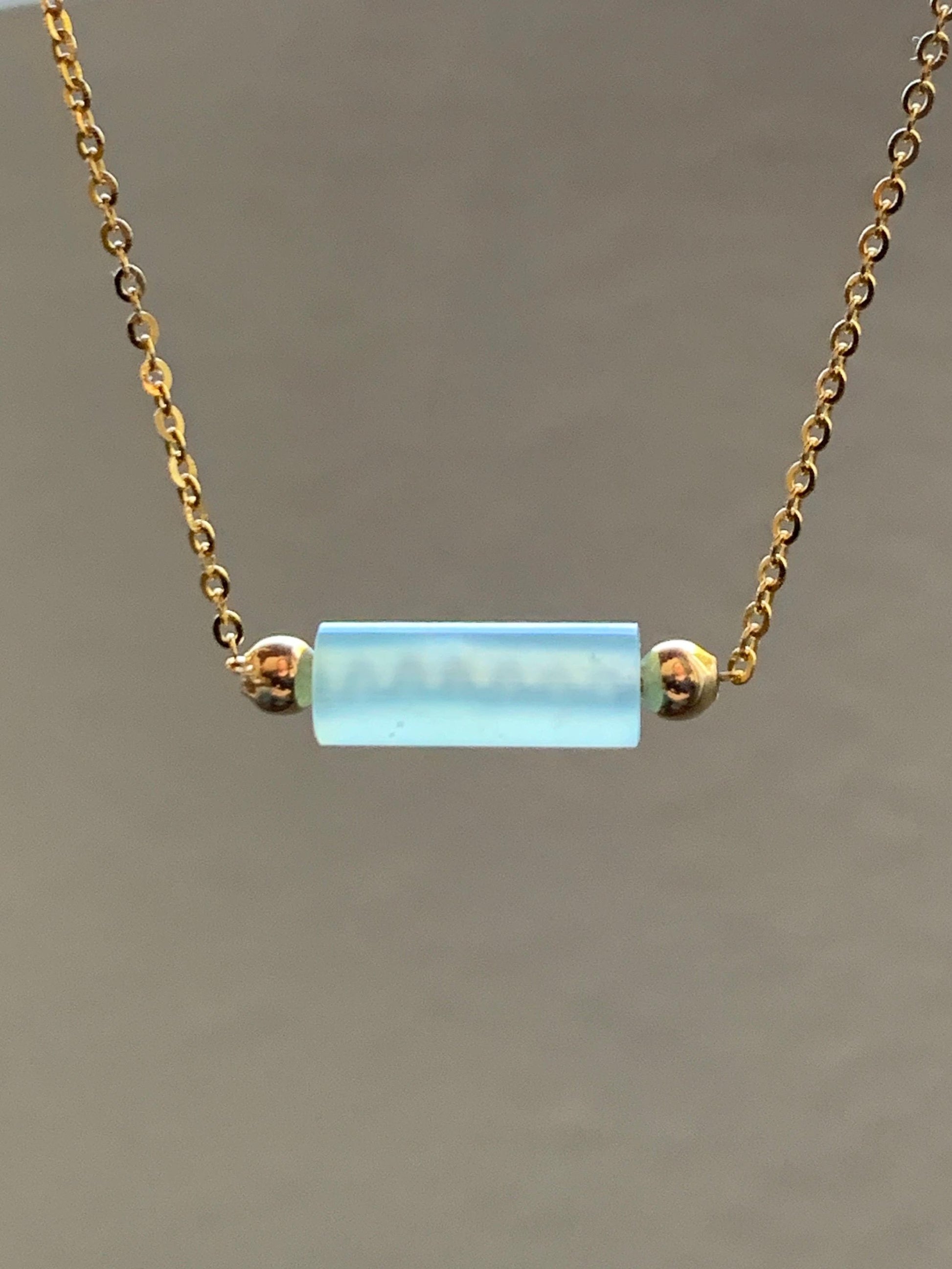 Natural Guatemalan Icy Highly Translucent Light Blue Jadeite Cylinder Bead Chain Bracelet Sterling Silver Adjustable 天然危料起冰起光淡蓝翡翠冰柱针式银手链