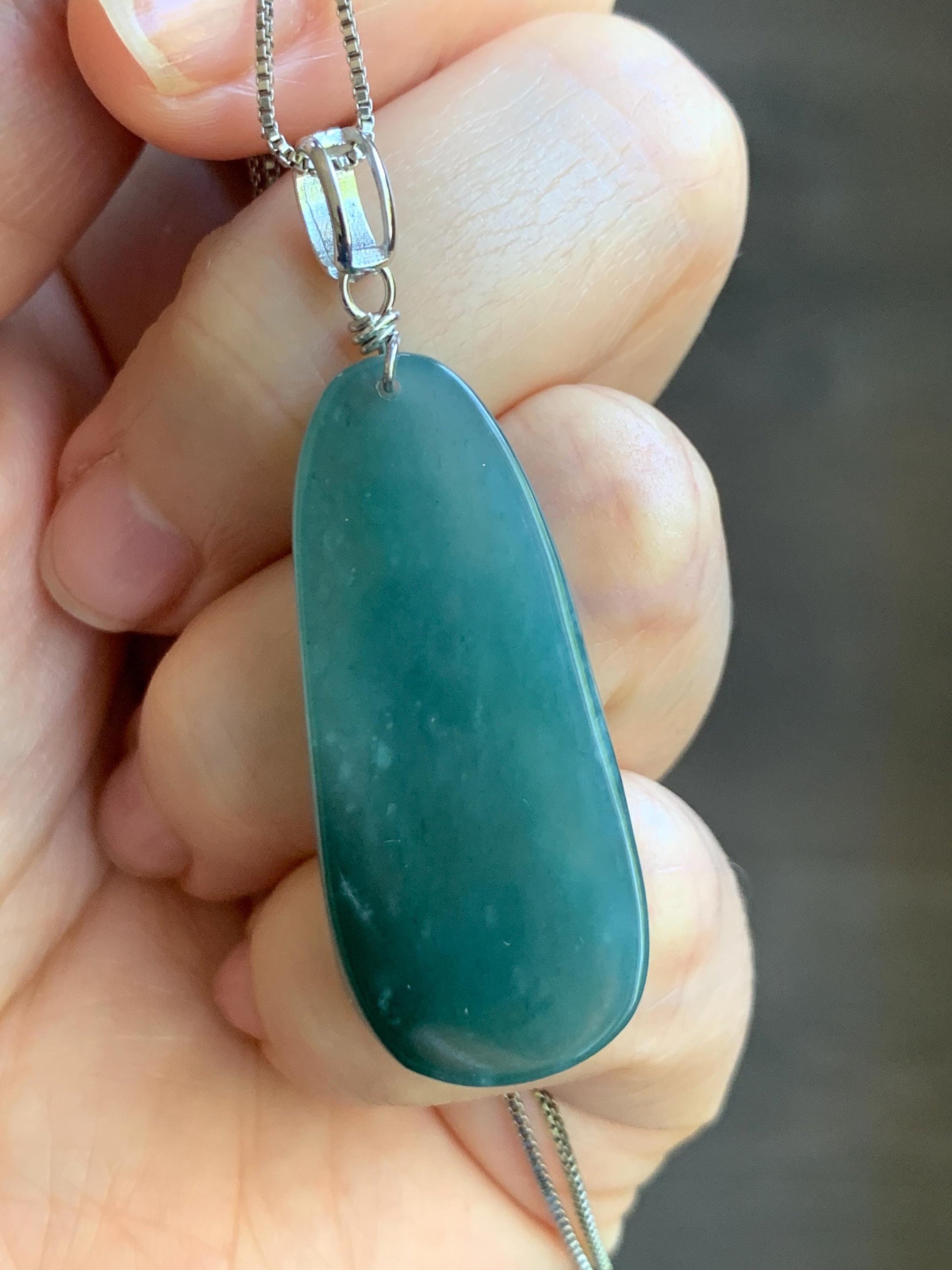 Natural Guatemalan Icy Translucent Gelatinous Teal Blue Jadeite Wen Shu Manjushri Bodhisattva Pendant Sterling Silver 天然冰胶危蓝绿翡翠文殊菩萨吊坠 C