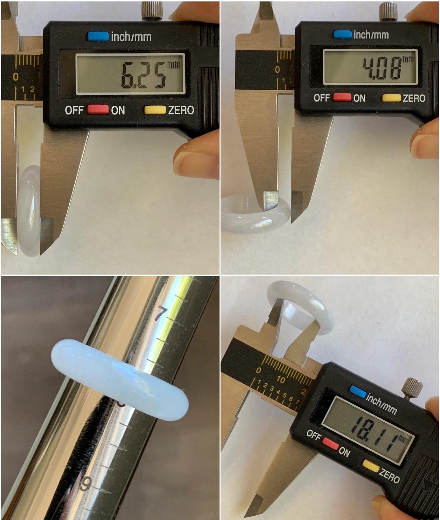 Natural Burmese Icy Translucent White Jadeite Band Ring Size 8 US 5g 天然缅甸白冰翡翠戒圈 DBJ619B