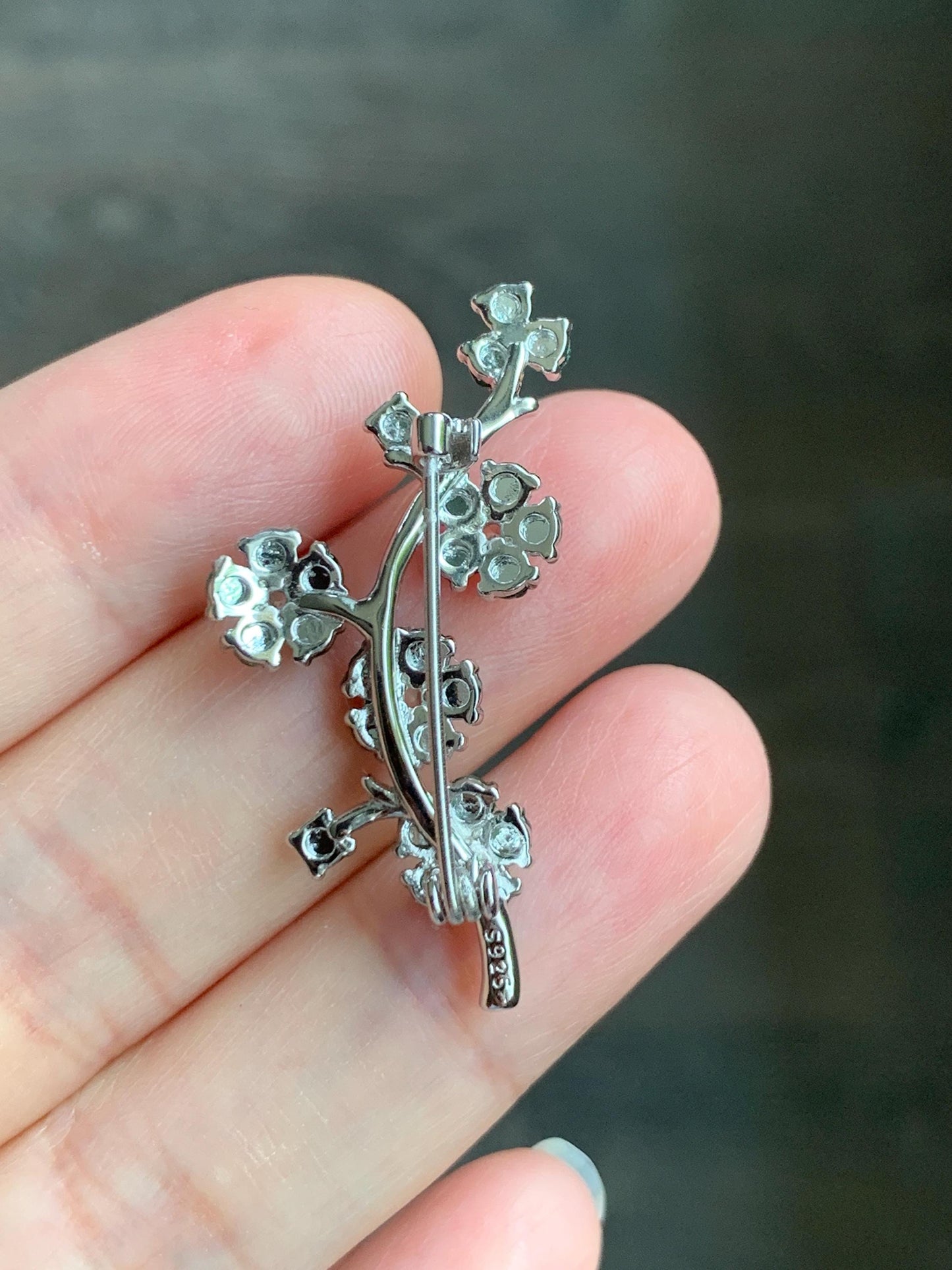 Certified Natural Guatemalan Icy Highly Translucent Vibrant Green Jadeite Cherry Blossom Brooch S925 Sterling Silver 天然冰危绿翡翠银镶梅花枝胸针 3822