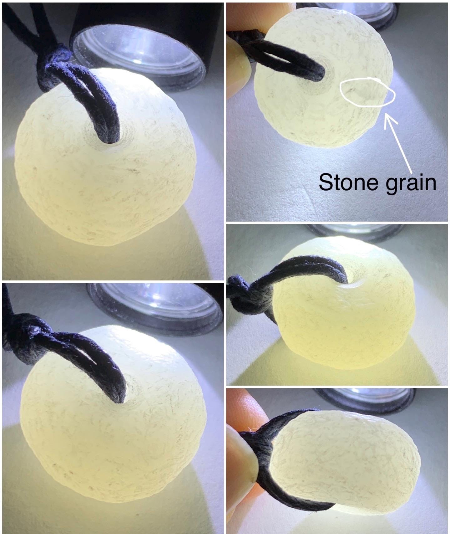 Natural Nephrite Hetian Jade Icy White Translucent Ping An Kou Donut Pendant Rope Necklace Adjustable 29" 7g 天然和田玉白玉平安扣项链