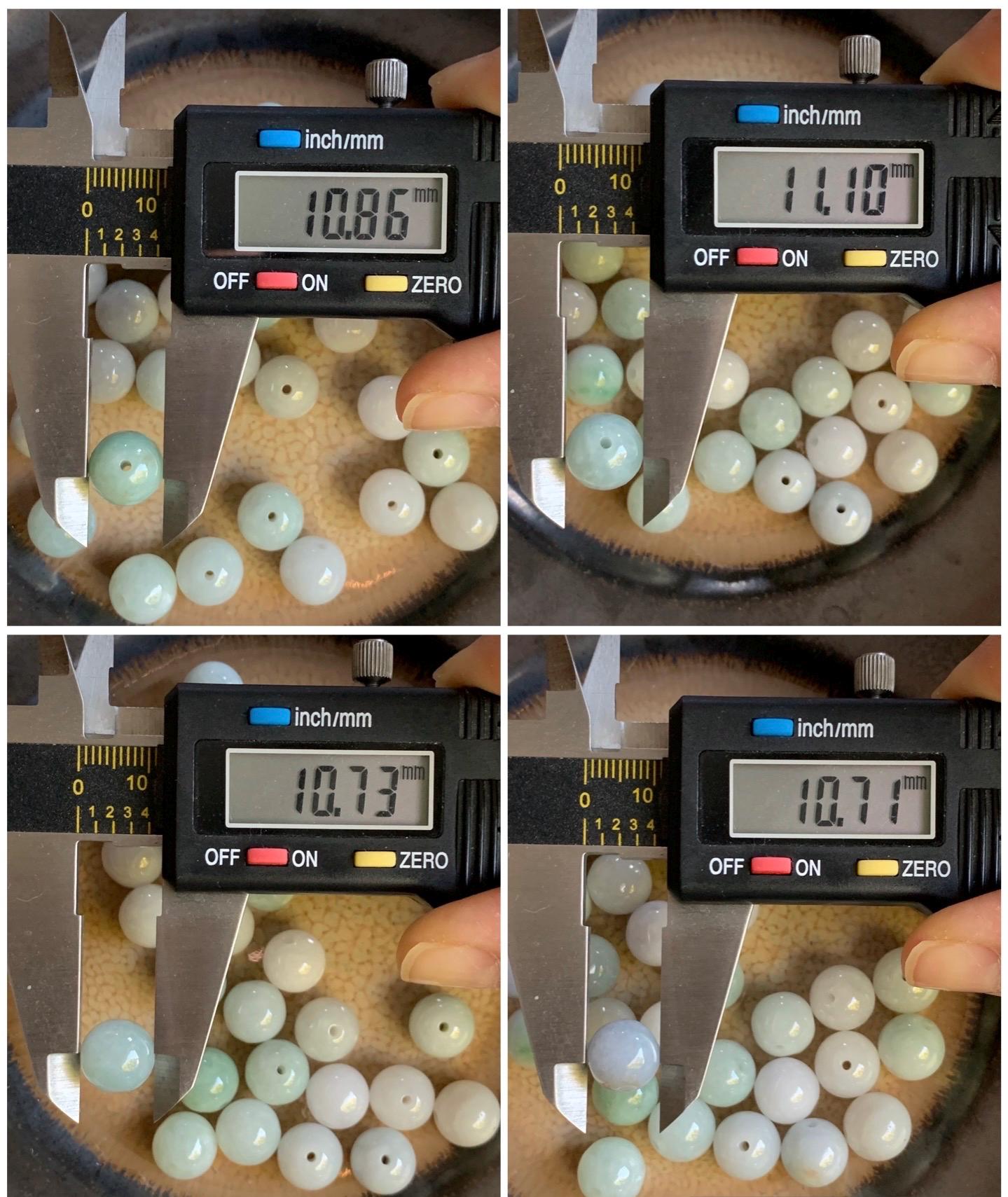 Natural Burmese Grade A Jadeite Loose Beads Translucent Multicolored 30 Large Beads 10mm+ 63g 天然缅甸糯冰多宝马卡龙色翡翠圆珠