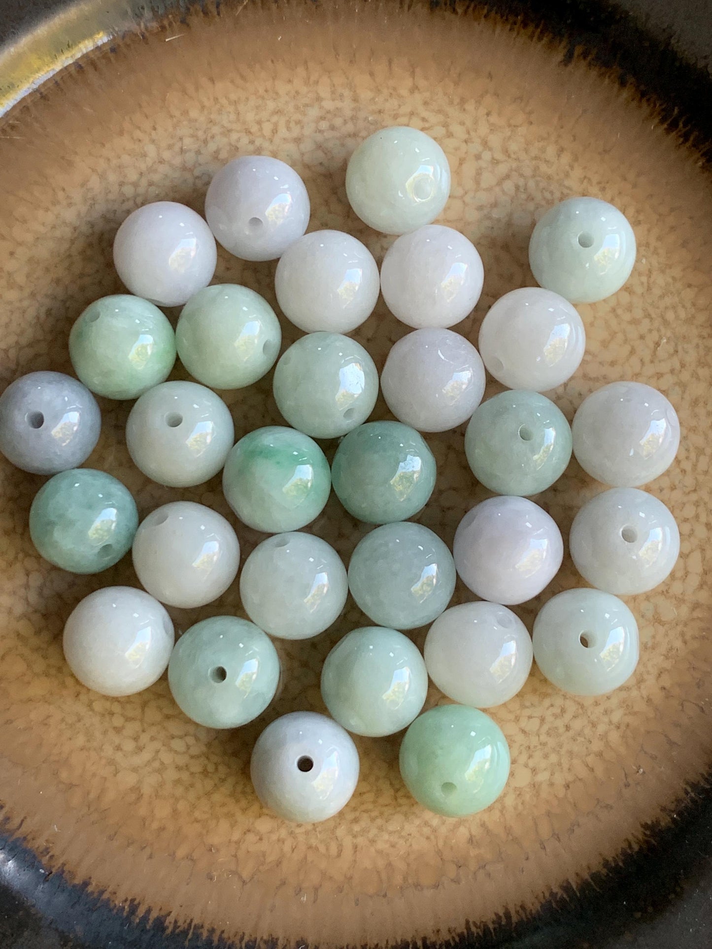 Natural Burmese Grade A Jadeite Loose Beads Translucent Multicolored 30 Large Beads 10mm+ 63g 天然缅甸糯冰多宝马卡龙色翡翠圆珠