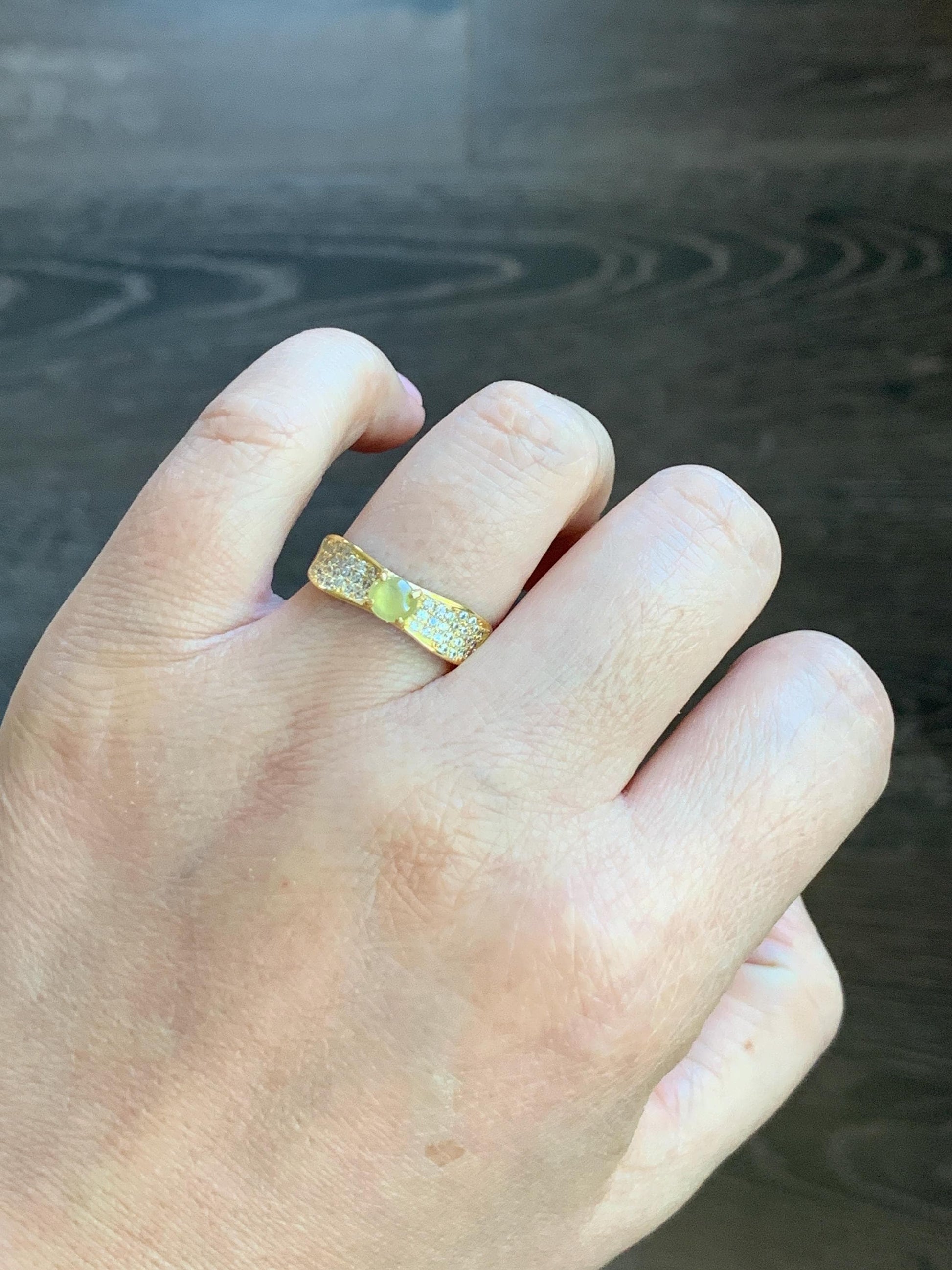 Natural Burmese Icy Highly Translucent Light Yellow Jadeite Ring S925 Sterling Silver 4.4x5mm Size Adjustable 天然缅甸起光冰黄翡翠银镶戒指 MXG66A