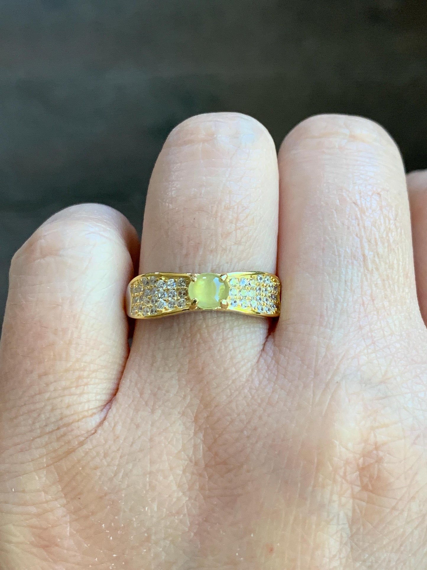 Natural Burmese Icy Highly Translucent Light Yellow Jadeite Ring S925 Sterling Silver 4.4x5mm Size Adjustable 天然缅甸起光冰黄翡翠银镶戒指 MXG66A