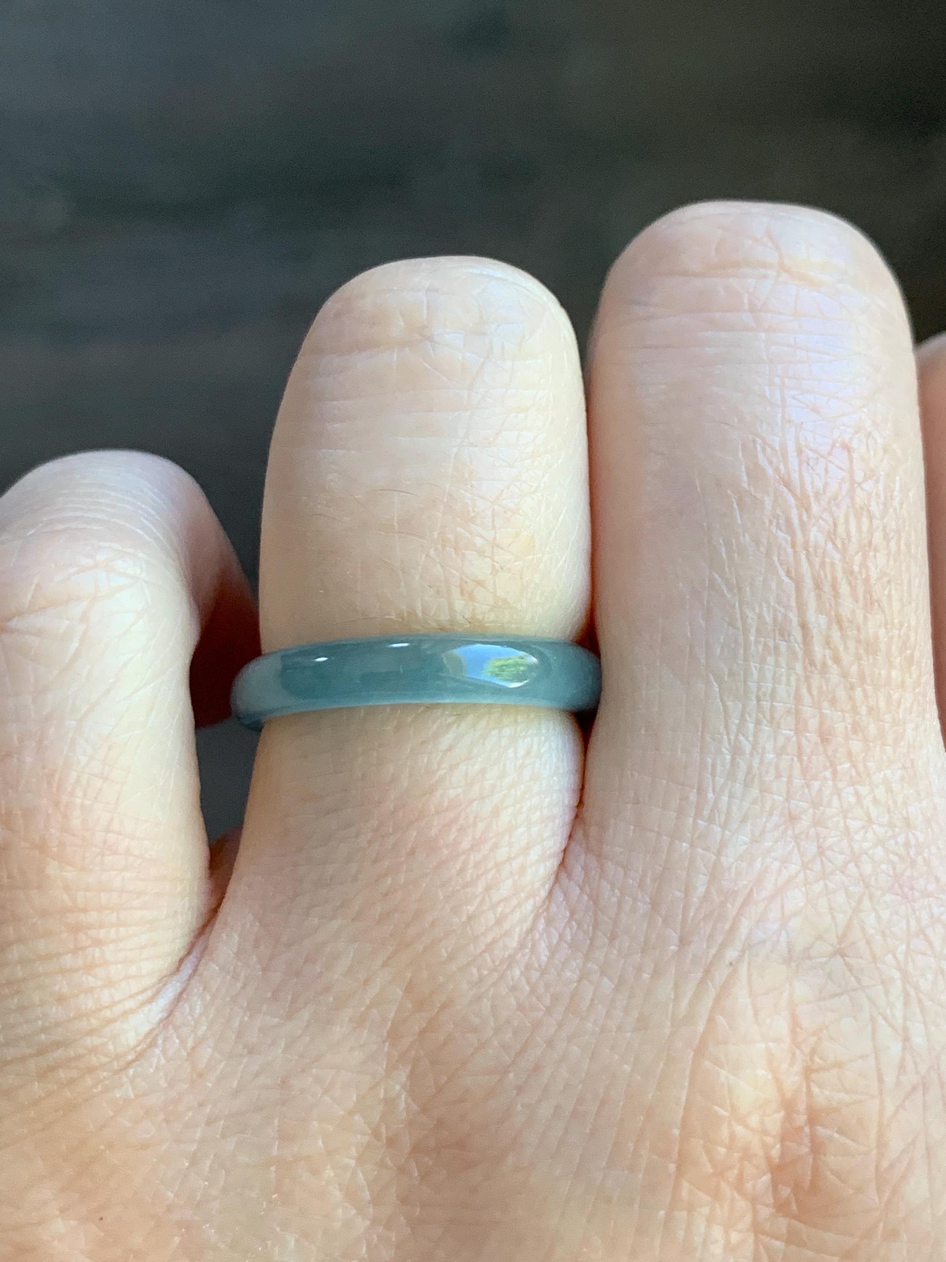 Natural Guatemalan Icy Highly Translucent Light Blue Jadeite Band Ring Size 6.5 天然冰危起冰起光浅蓝翡翠戒圈 XDL55C