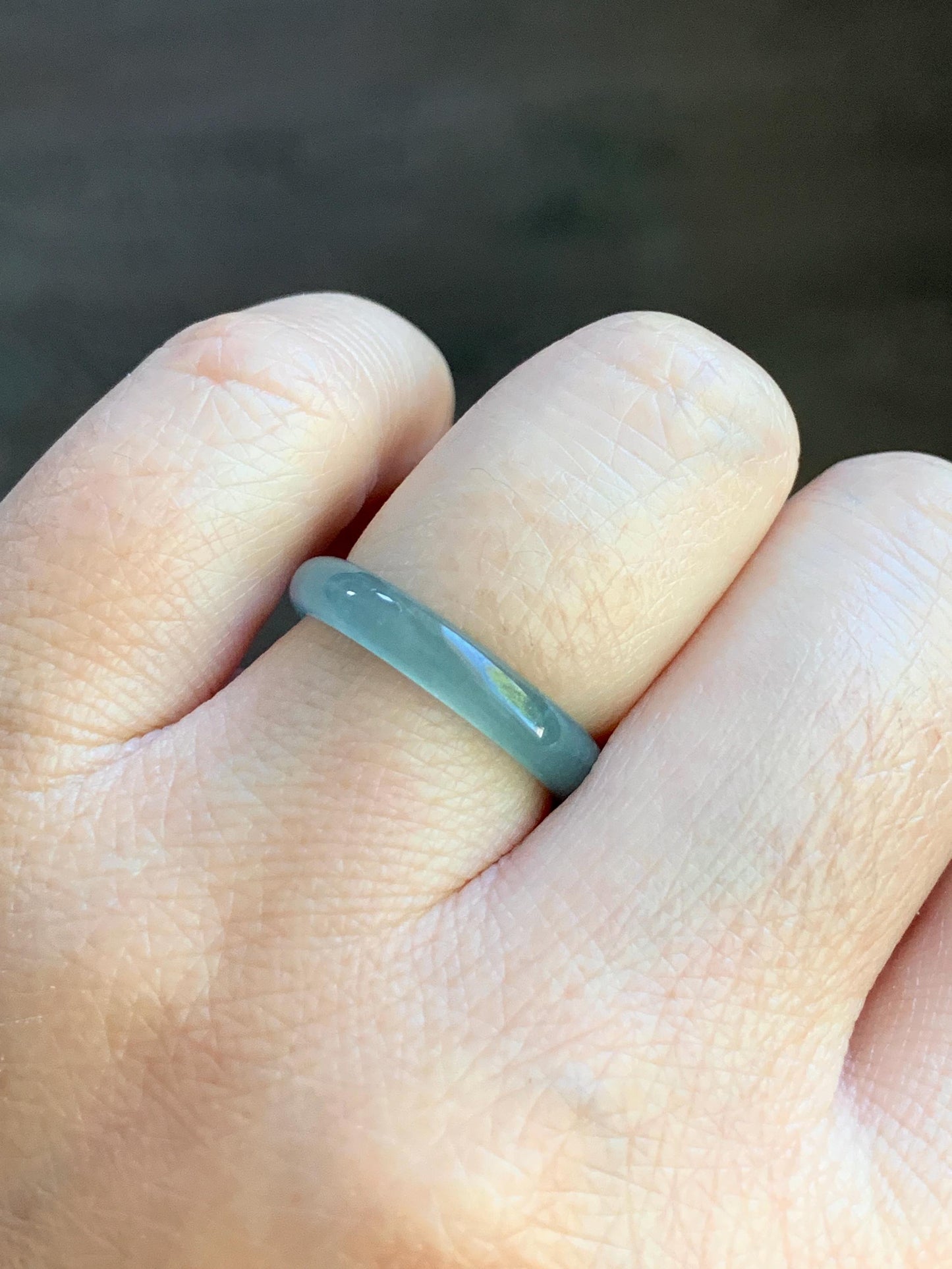 Natural Guatemalan Icy Highly Translucent Light Blue Jadeite Band Ring Size 6.5 天然冰危起冰起光浅蓝翡翠戒圈 XDL55C